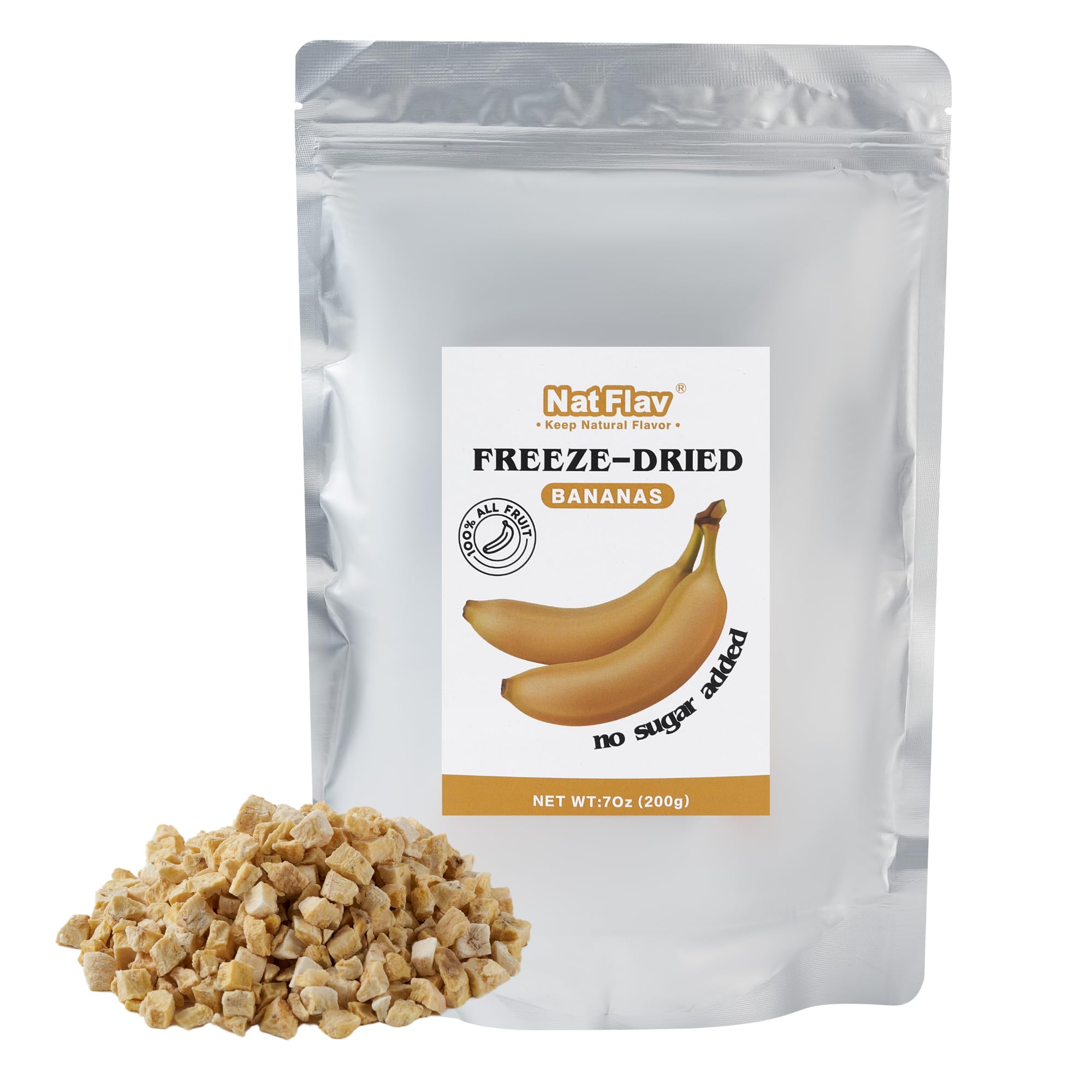 Freeze Dried Banana Slices 7oz | 100% Natural, No Sugar Added, Non-GMO, Vegan Snacks | Healthy Dried Fruit for Kids & Adults | Perfect for Camping, Hiking, Backpacking & School Lunches | Made from Fresh Bananas
