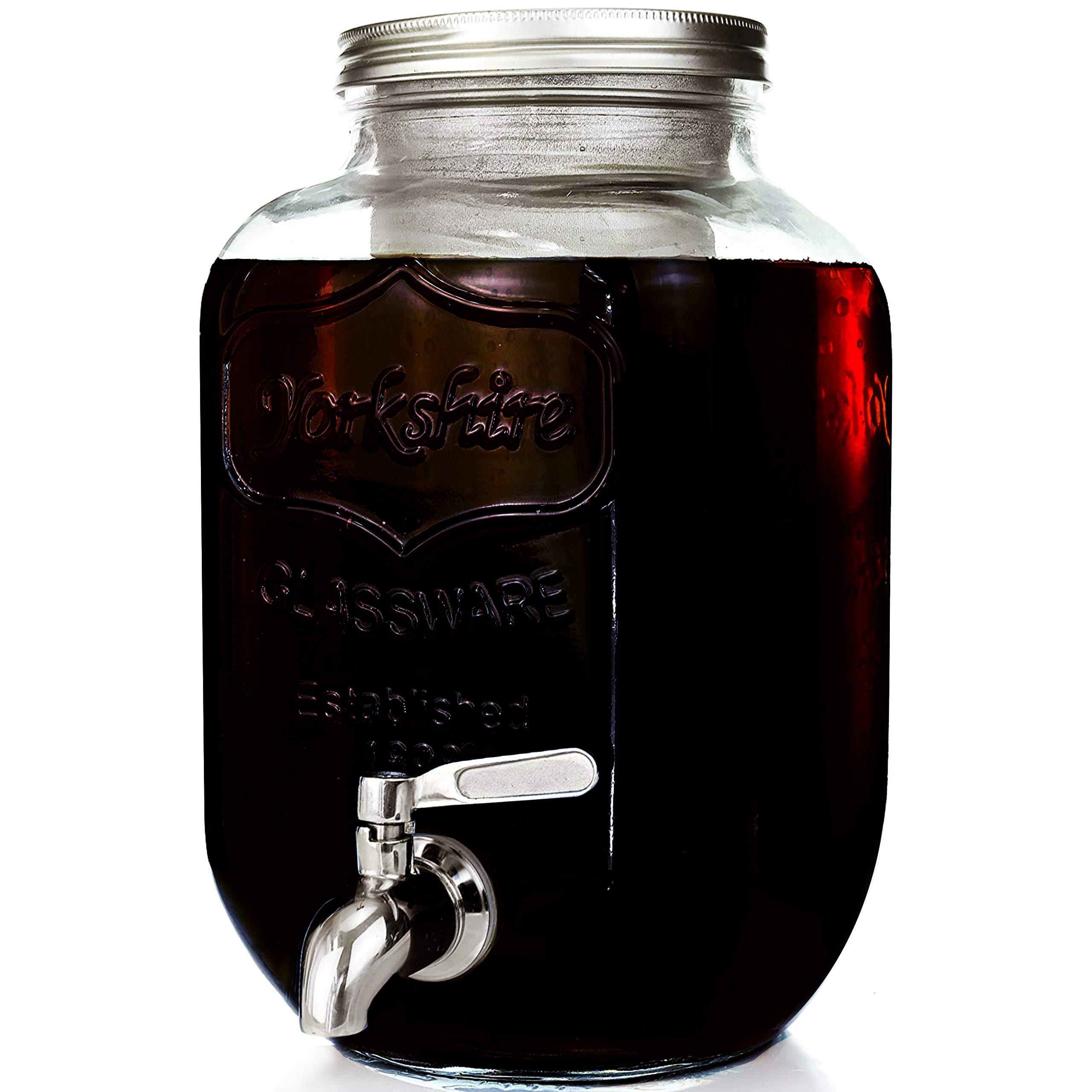Willow & Everett 1 Gallon Cold Brew Coffee Maker & Iced Tea Maker - Glass Pitcher with Stainless Steel Spout & Removable Filter - Perfect for Home, Office & Outdoor Use