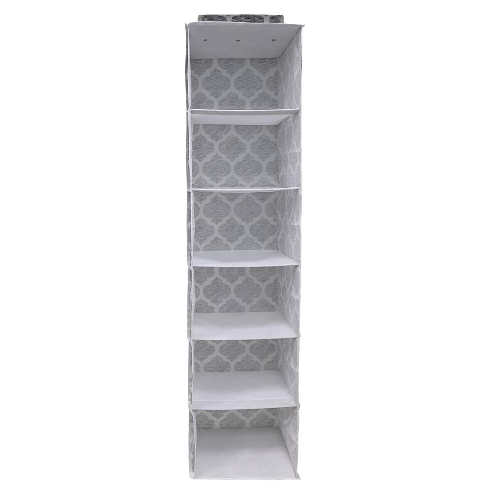 Home Basics Arabesque Non-Woven Closet Storage Organizer - 2 Pack, 6 Shelf Hanging Wardrobe Organizer for Clothes, Shoes & Accessories | Perfect for Bedroom, Closet & Dorm Organization