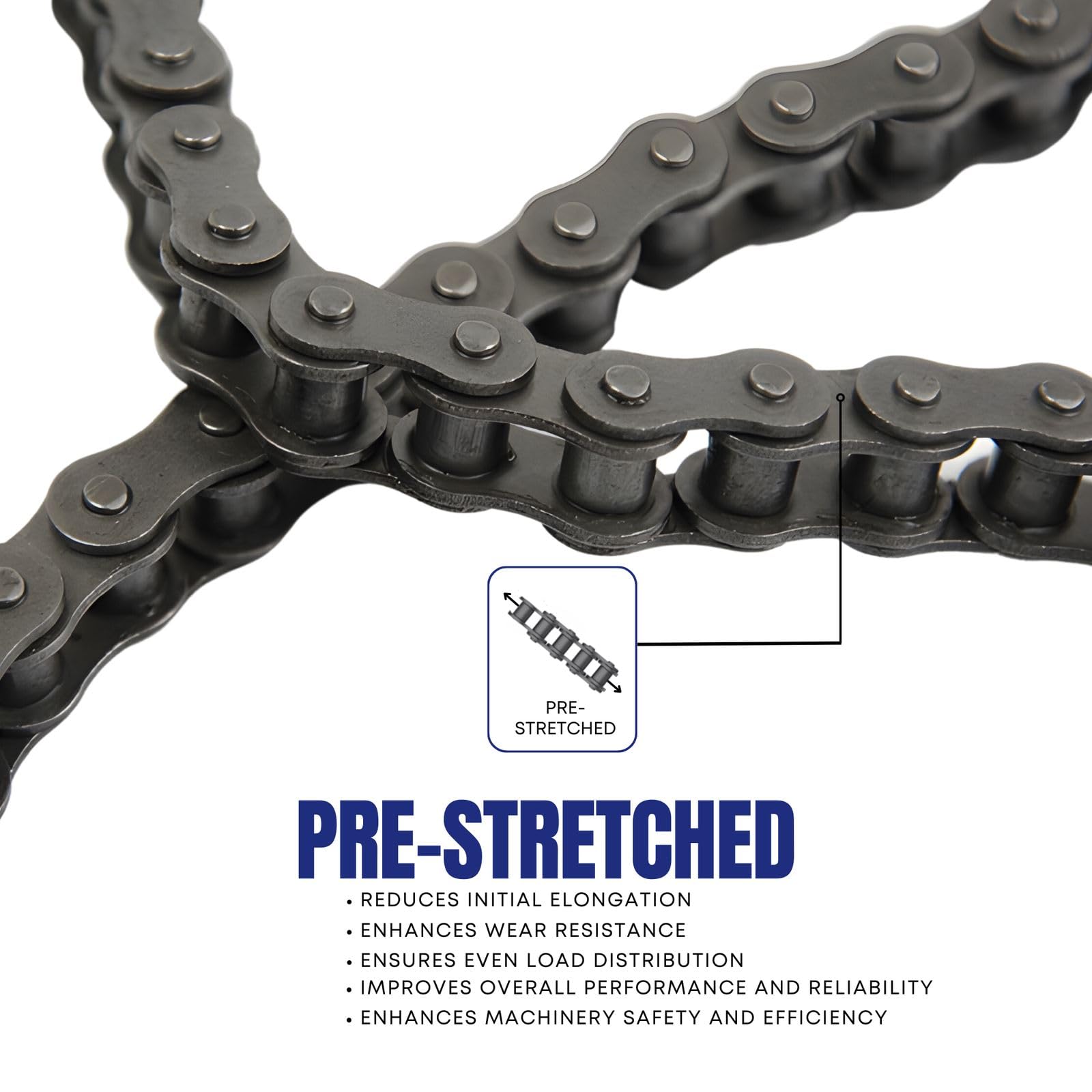 Jeremywell 50 Heavy Duty Roller Chain 10 Feet with 1 Connecting Link - 50H Industrial Grade Chain for Conveyors, Agricultural Machinery & Power Transmission Systems