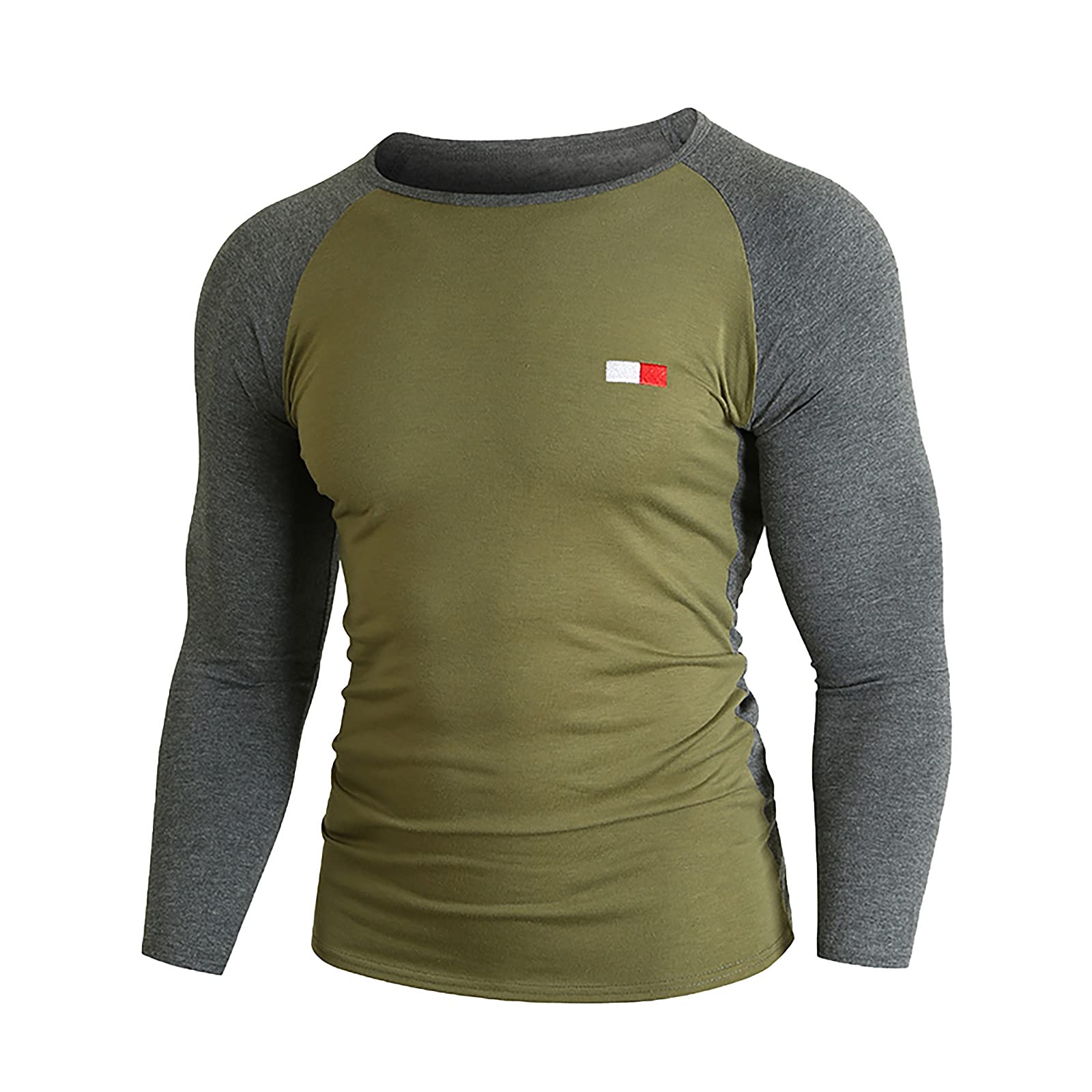 **Pntutb Men's Lightweight Long Sleeve Raglan Pullover Sweatshirt - Gym Workout, Running, Casual Wear - Breathable Active T-Shirt for Men**