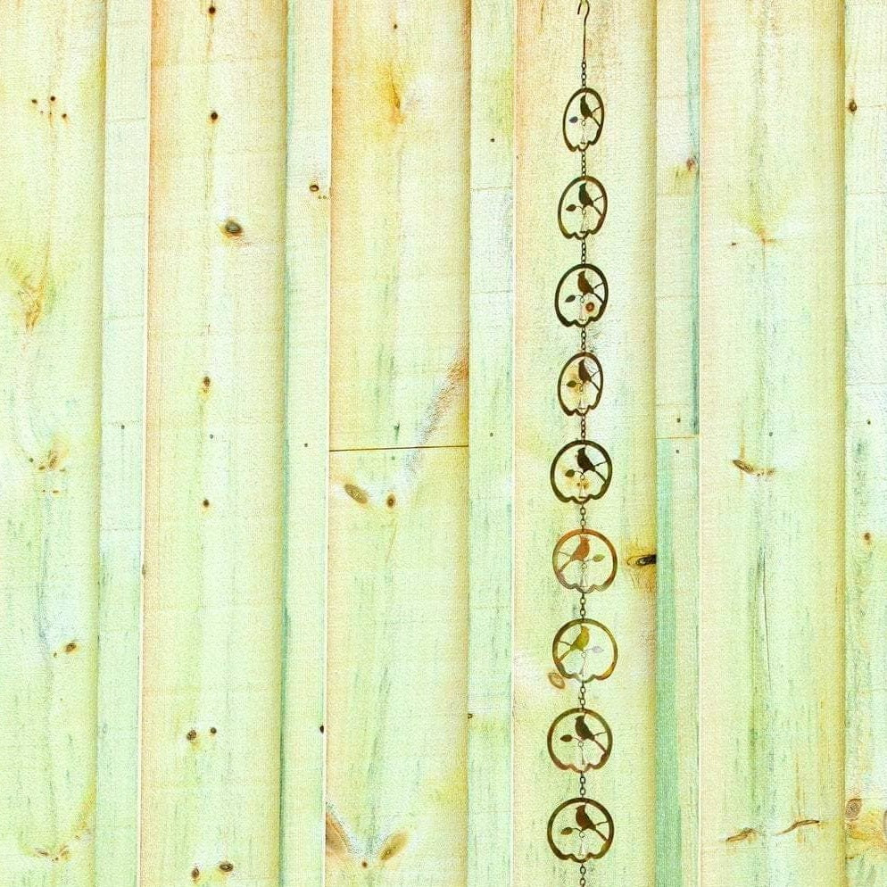 Decorative Bird with Bell Rain Chain - Handmade Garden Decor for Downspout Drainage & Outdoor Water Feature | Perfect for Patio, Yard, and Japanese-Style Landscaping