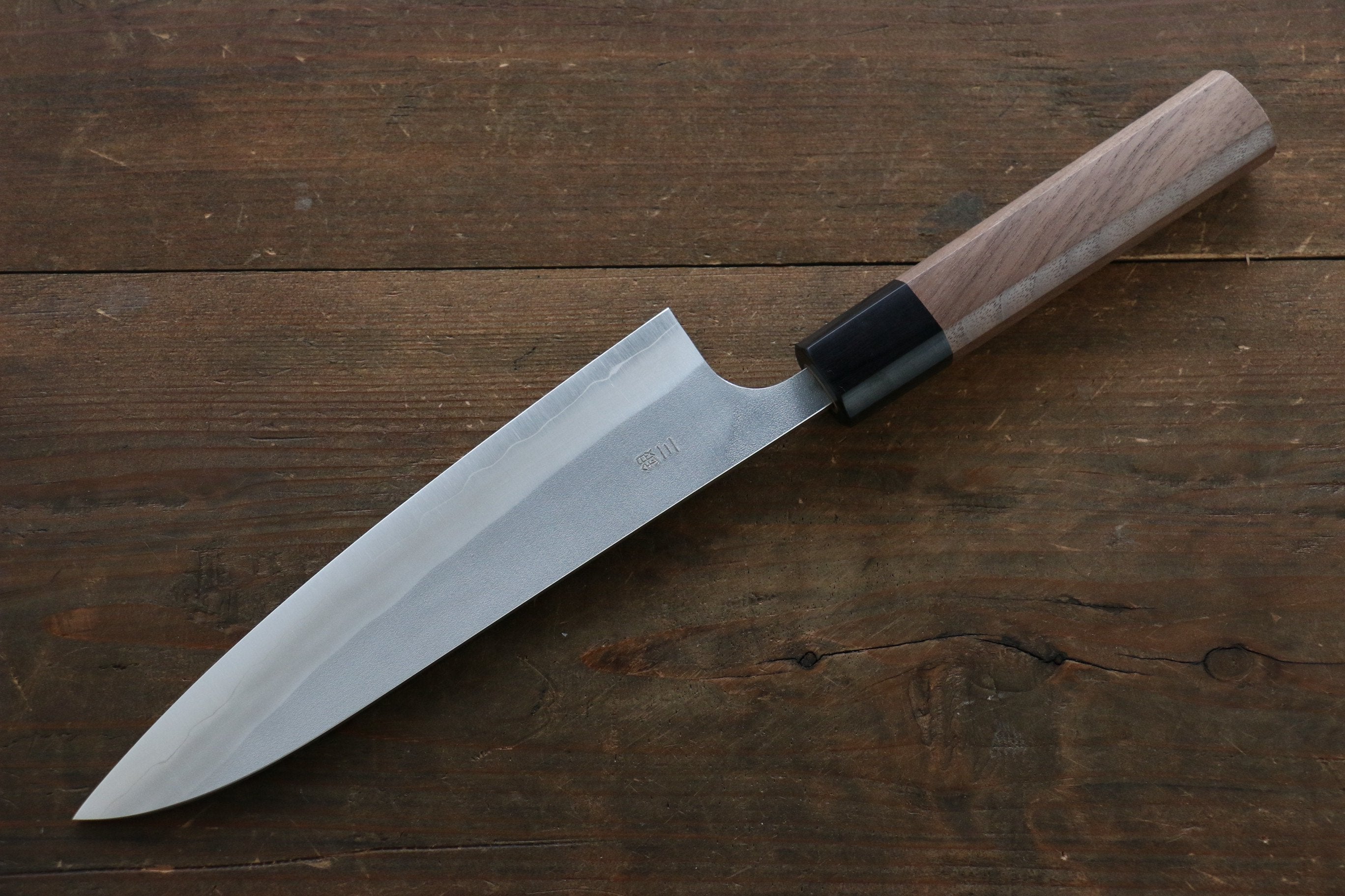 Nao Yamamoto Silver Steel No.3 Nashiji Gyuto 180mm Japanese Chef Knife with Walnut Handle - Perfect for Slicing, Dicing & Precision Cooking in Professional Kitchens & Home Use