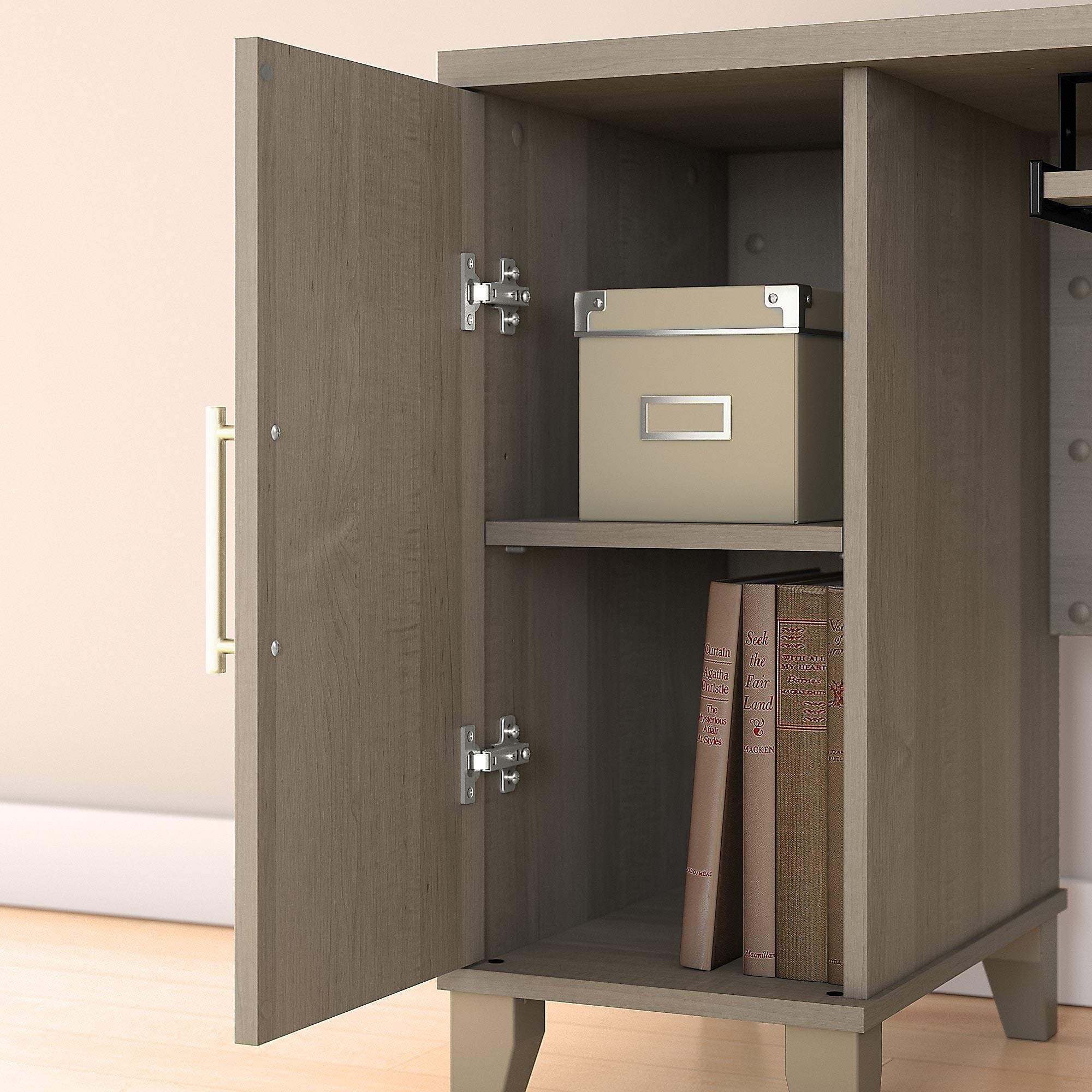 Bush Furniture Somerset L-Shaped Desk with Hutch & Lateral File Cabinet - Home Office Desk for Small Spaces, Work from Home Setup, Study & Writing