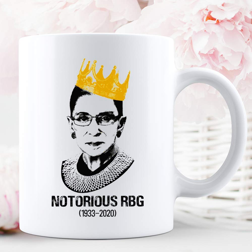 Queen Notorious RBG 1933-2020 Ceramic Mug - 11oz & 15oz Graphic Coffee Cup with White Design - Perfect for Tea, Coffee & Office Use