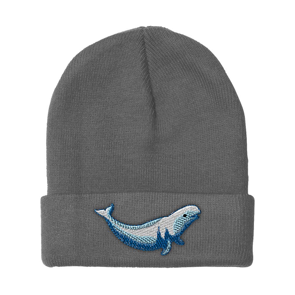 Beluga Embroidery Winter Beanie Hat for Men & Women - Acrylic Skull Cap One Size Fits All - Cozy Cold Weather Accessory for Outdoor Activities