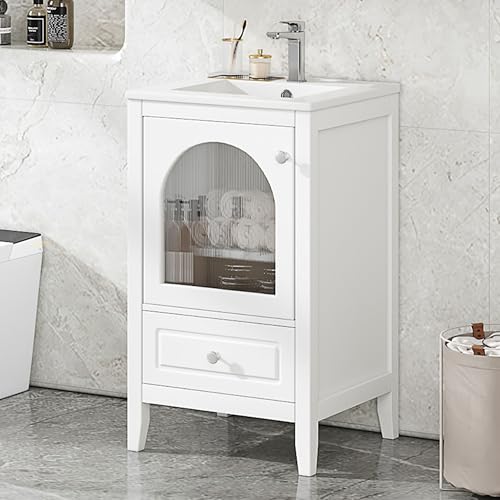 White With Glass Door