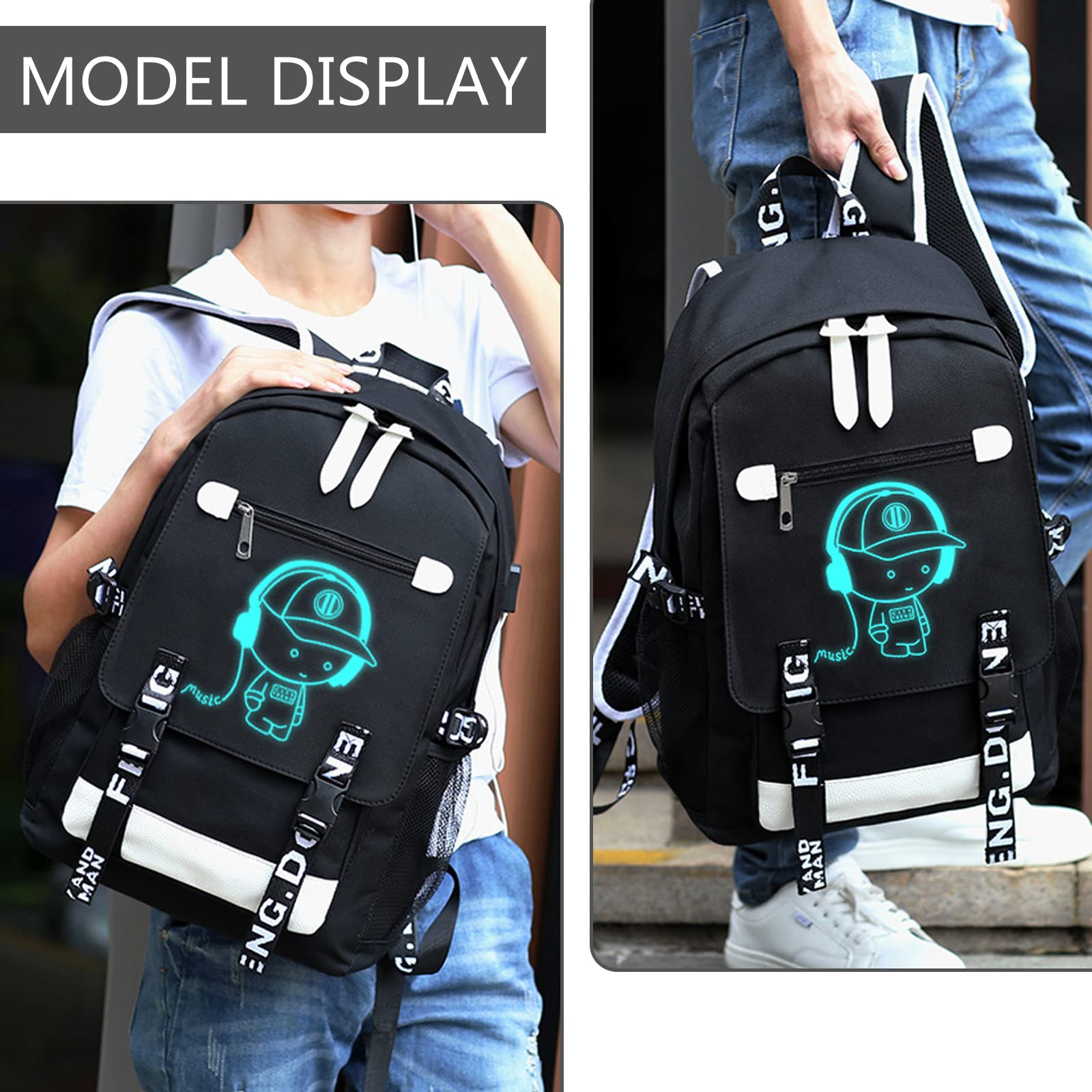 Anime Luminous Backpack with USB Charging Port - Waterproof School Backpack for Boys & Girls, Teen Book Bag for Elementary/Middle School Students, Travel & Laptop Backpack - Perfect for Daily Use, School & Outdoor Adventures