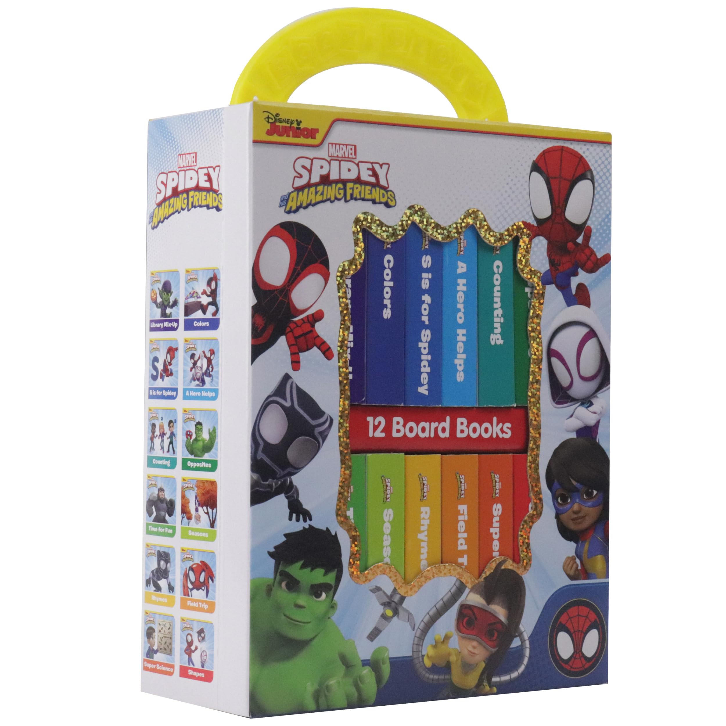 Marvel Spidey and His Amazing Friends - 12 Board Book Set for Toddlers | First Words, Alphabet, Numbers Learning | Baby Early Education Books | Perfect for Bedtime Stories & Preschool Learning