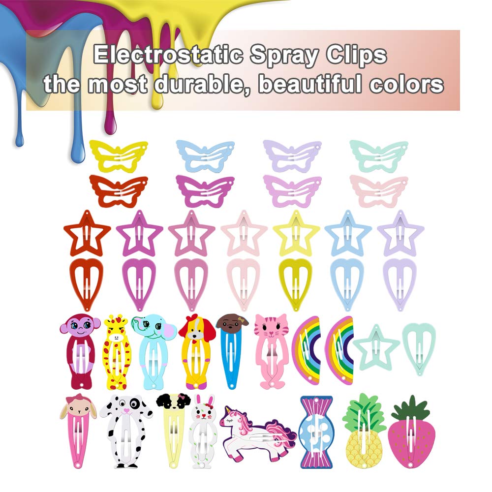 ECADY Colorful Metal Snap Hair Clips for Girls, Toddlers & Kids - 2 Inch, 100pcs - Perfect for School, Parties & Daily Hair Styling