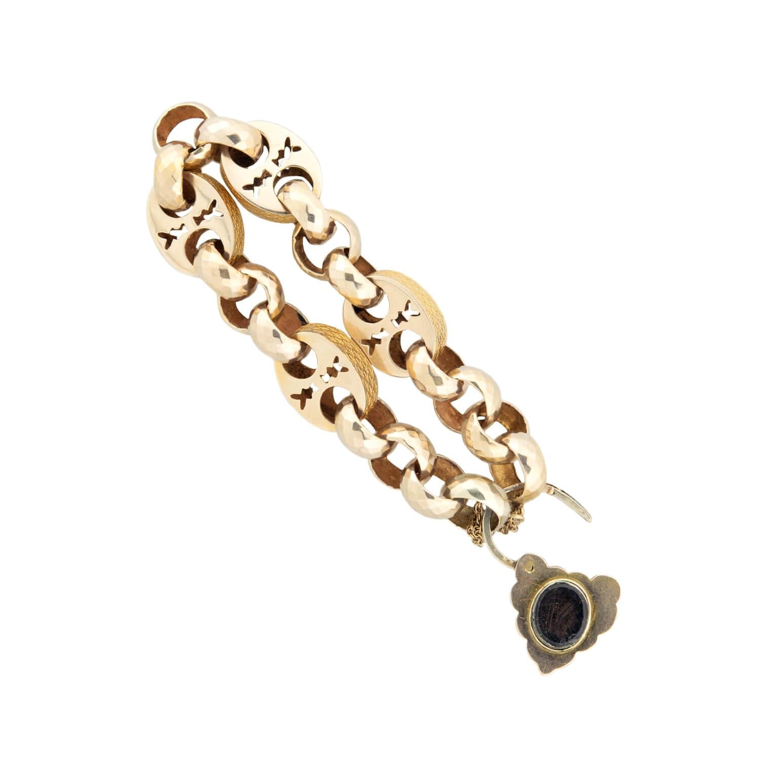 Victorian Style 14k Gold Garnet Mariner Link Padlock Locket Bracelet - Elegant Jewelry Gift for Women, Perfect for Valentine's Day, Anniversary & Special Occasions