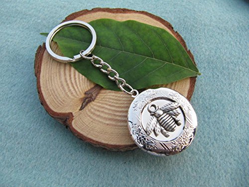 Ancient Silver Bee Locket Keychain - 2Pcs Honeybee Jewelry for Nature Lovers