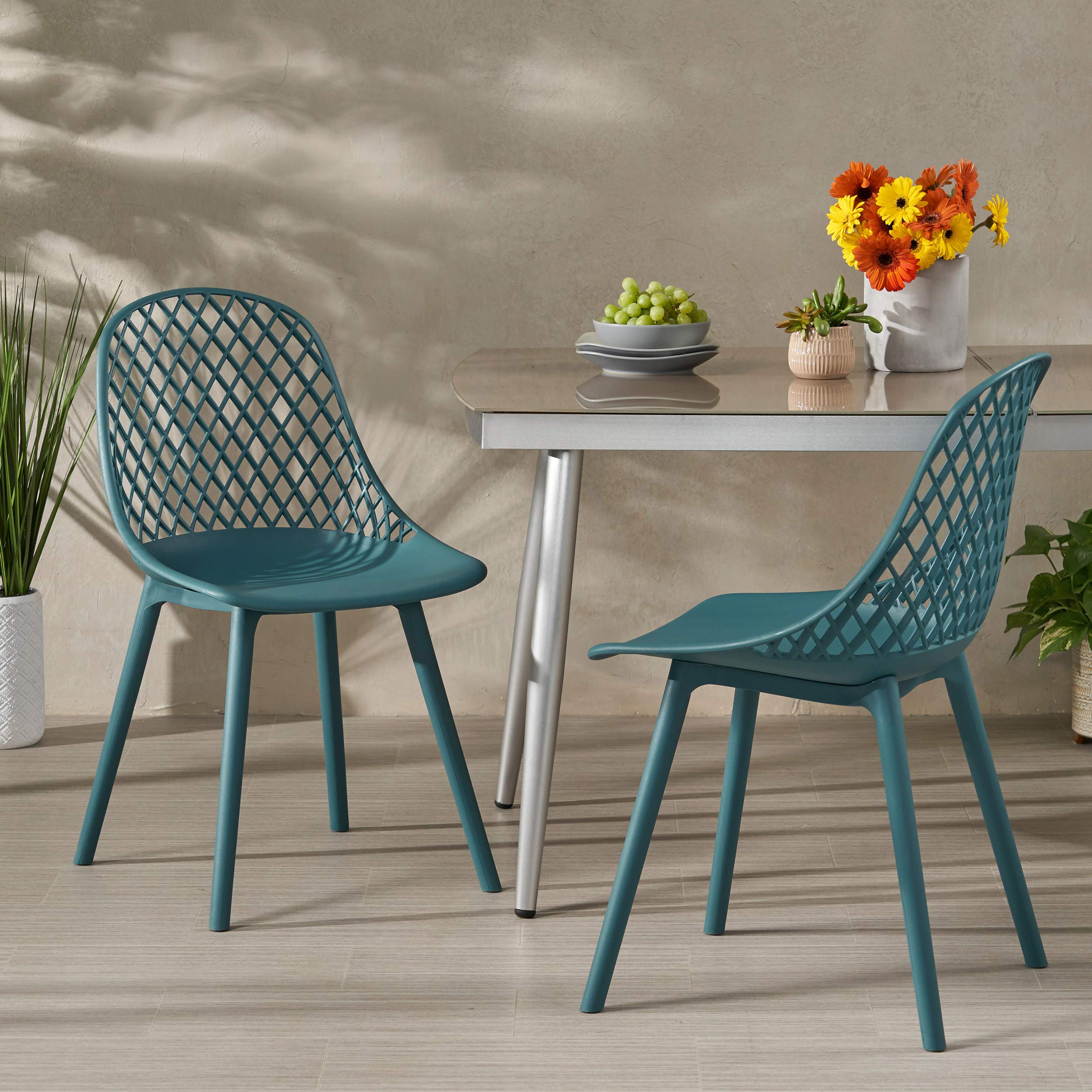Christopher Knight Home Delora Outdoor Dining Chairs (Set of 2) - Weather-Resistant Green Patio Furniture for Garden, Poolside & Backyard Dining
