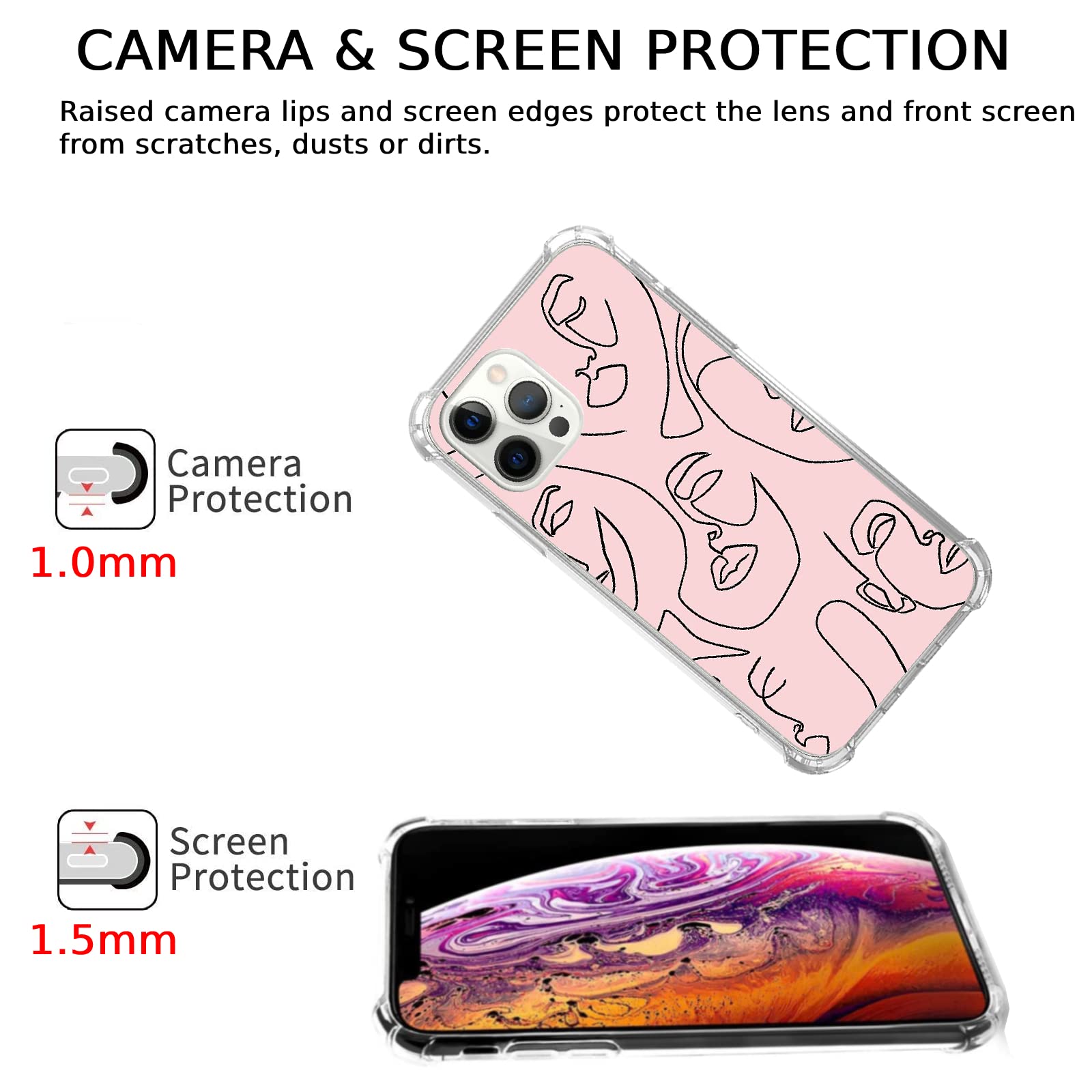 Abstract Face Art iPhone 11 Pro Max Case - Minimalist Line Design TPU Bumper Cover for Men & Women | Trendy Protective Phone Case for Daily Use, Work & Travel