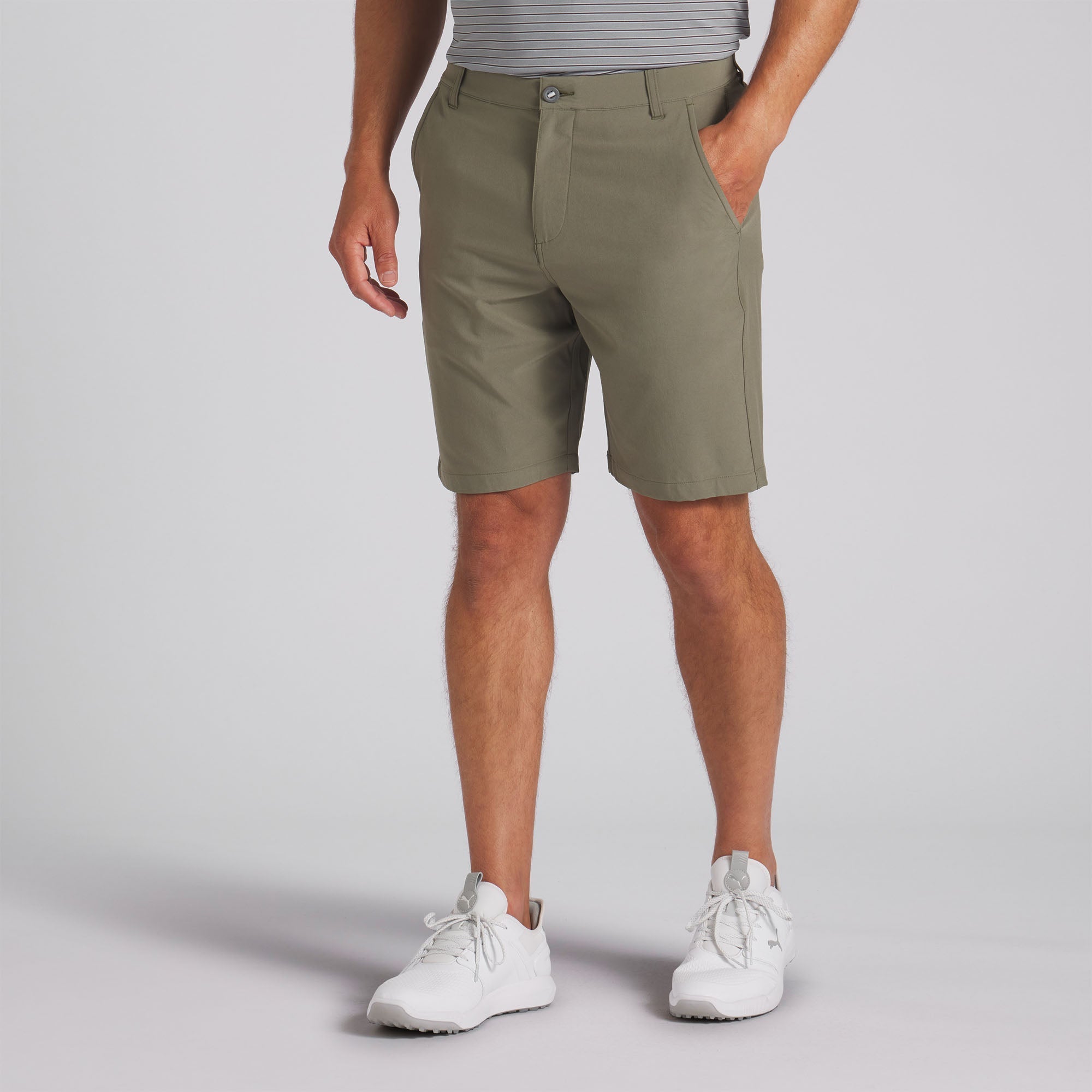101 Solid 9 Golf Shorts for Men - Breathable & Stretchable Dark Sage Green Athletic Shorts | Perfect for Golfing, Running & Casual Wear