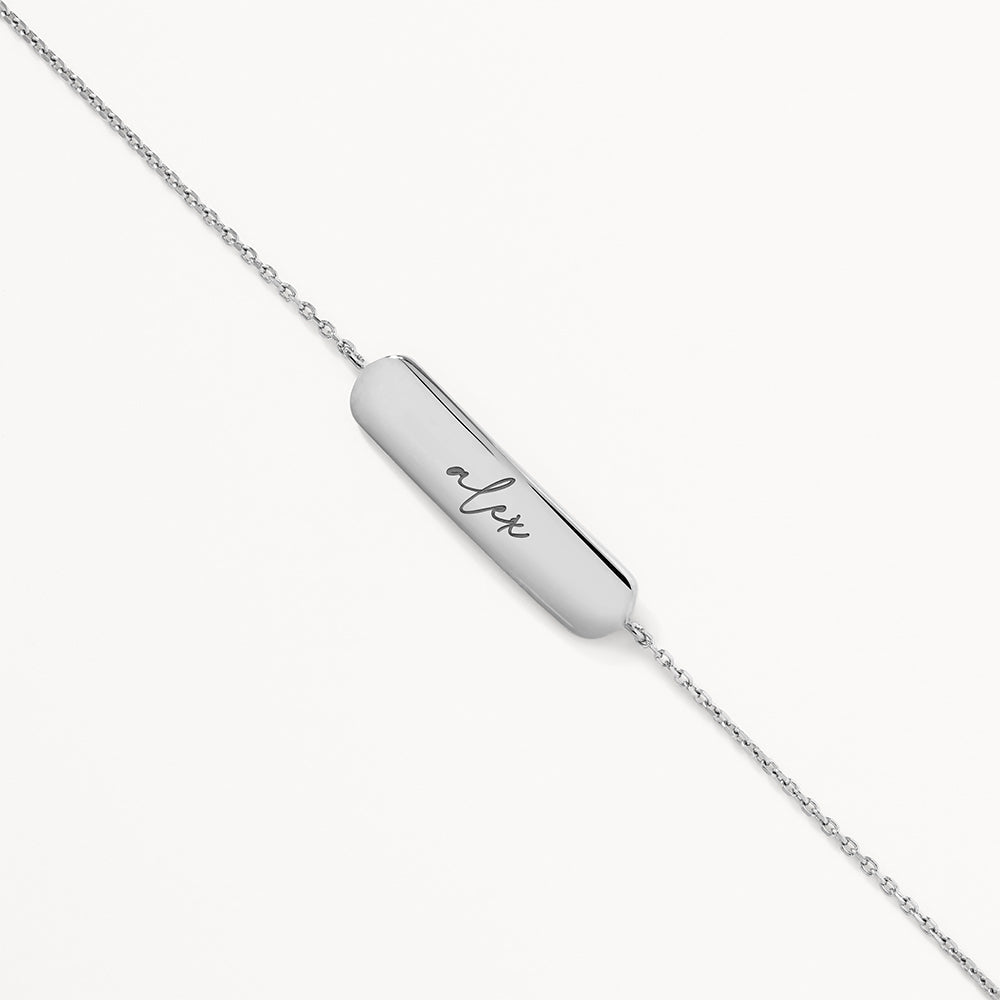 Custom Engravable Silver Bar Bracelet for Men & Women - Personalized Gift for Anniversary, Birthday, Wedding - Stylish & Elegant Jewelry for Everyday Wear