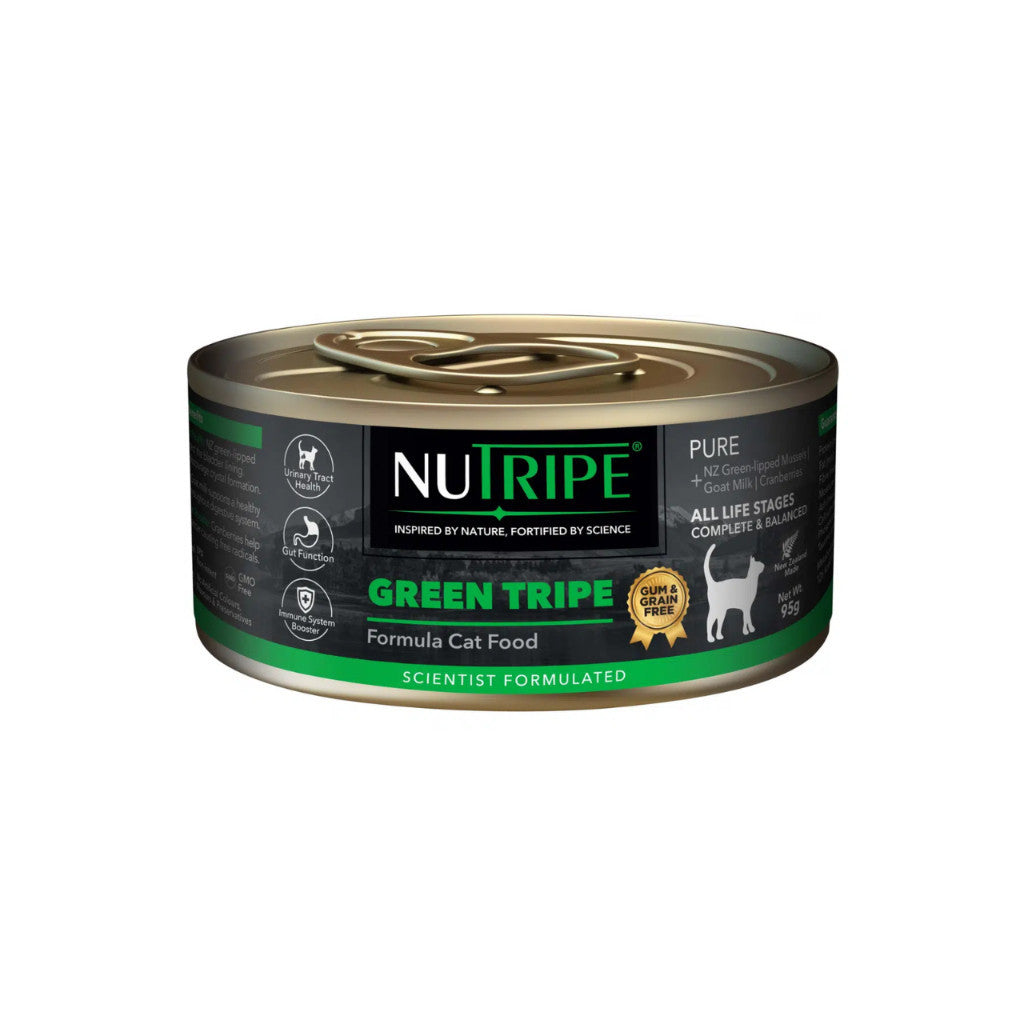 Nutripe Pure Cat Wet Food - Grain Free, Gum Free, 95g Mackerel & Green Tripe Ocean Fish Formula | High Protein, Nutrient-Rich Wet Cat Food for Adult & Senior Cats | Perfect for Mealtime, Weight Management & Picky Eaters