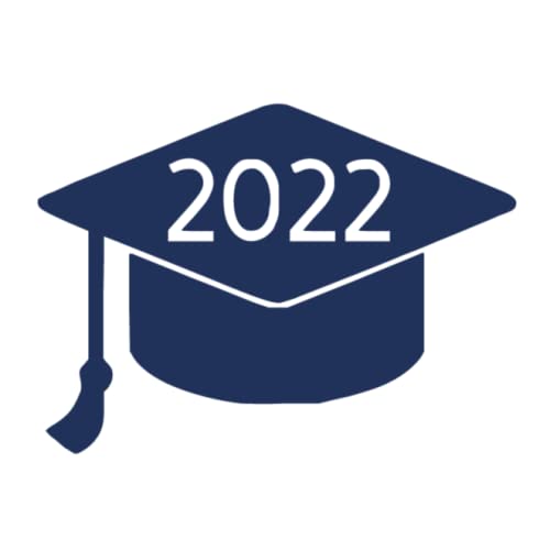 2022 Graduation Iron On Transfer - Class of 2022 DIY T-Shirt Design & Face Mask Decal - Navy Blue Grad Decals for Commencement Celebrations & School Events