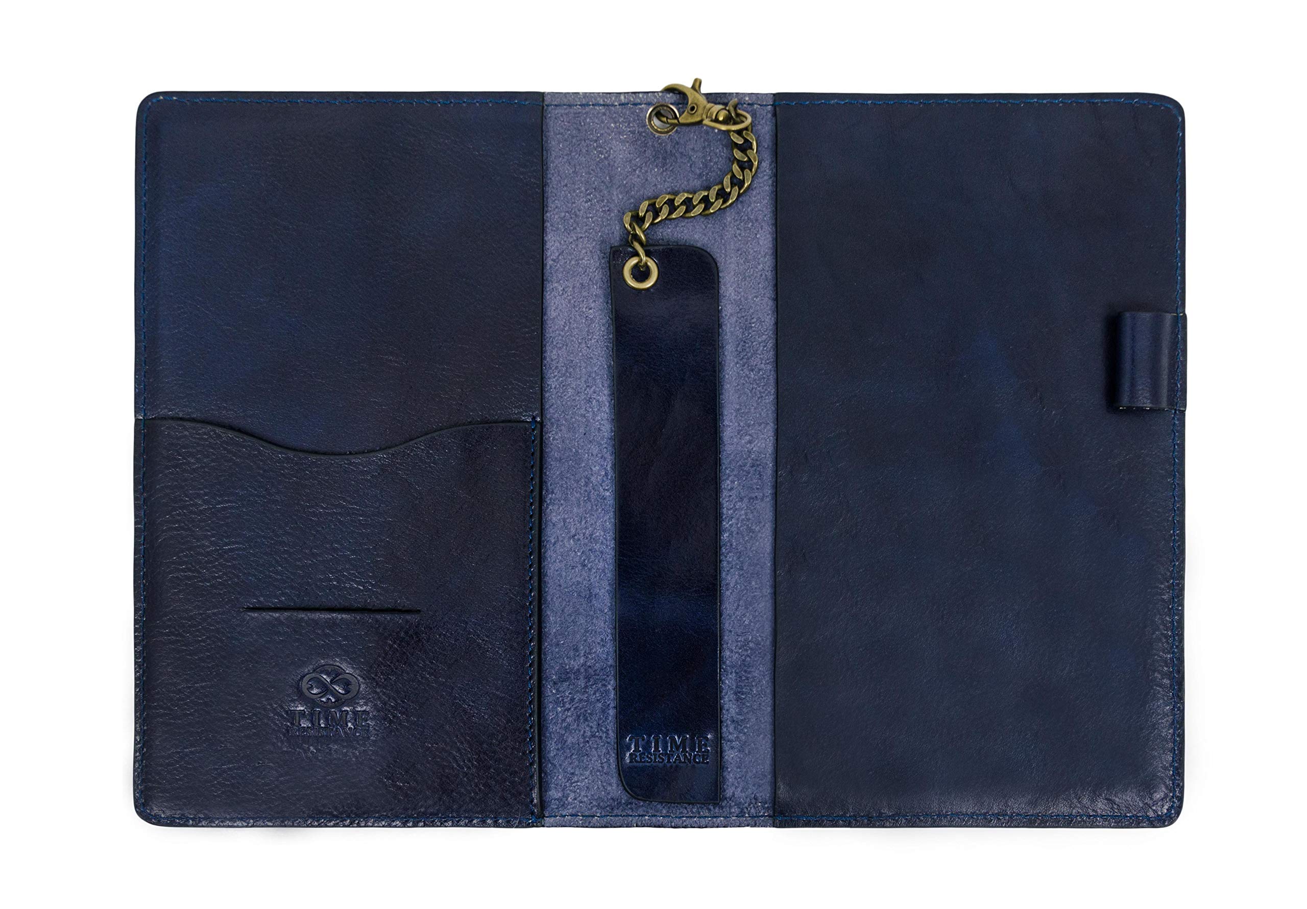Italian Handmade Leather Journal - 320 Lined Pages A5 Notebook with Bookmark, Time Resistance Cover (Blue) - Perfect for Writing, Sketching & Gift Giving - Comes in Elegant Gift Box