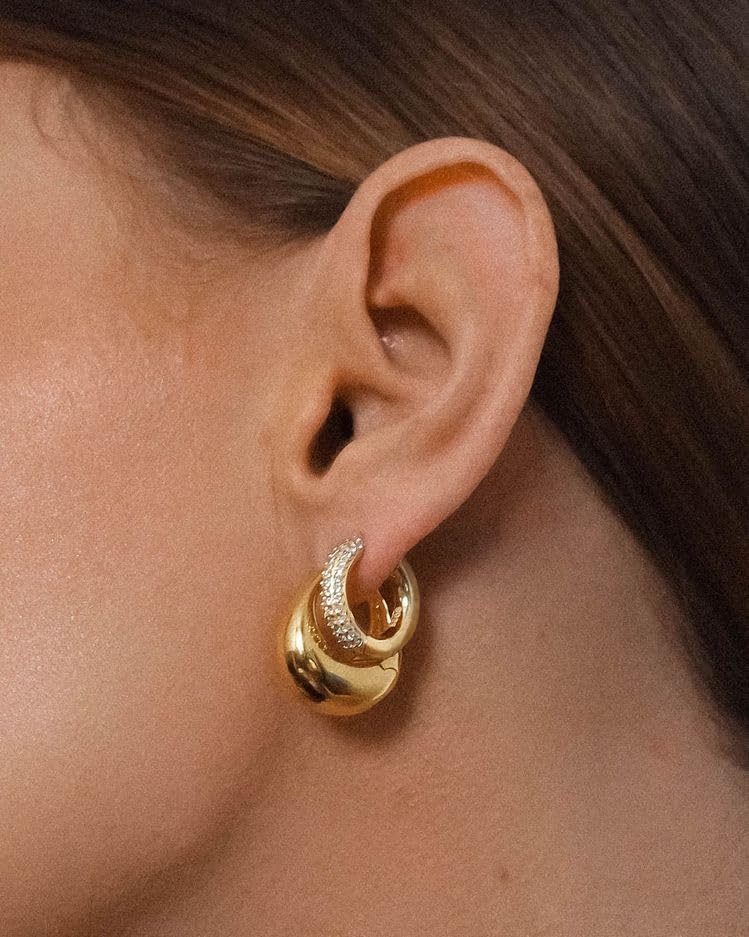 3 Pairs 14K Gold Plated Chunky Hoop Earrings for Women - Elegant Huggie Hoop Earring Set for Everyday Wear, Party & Gift Giving