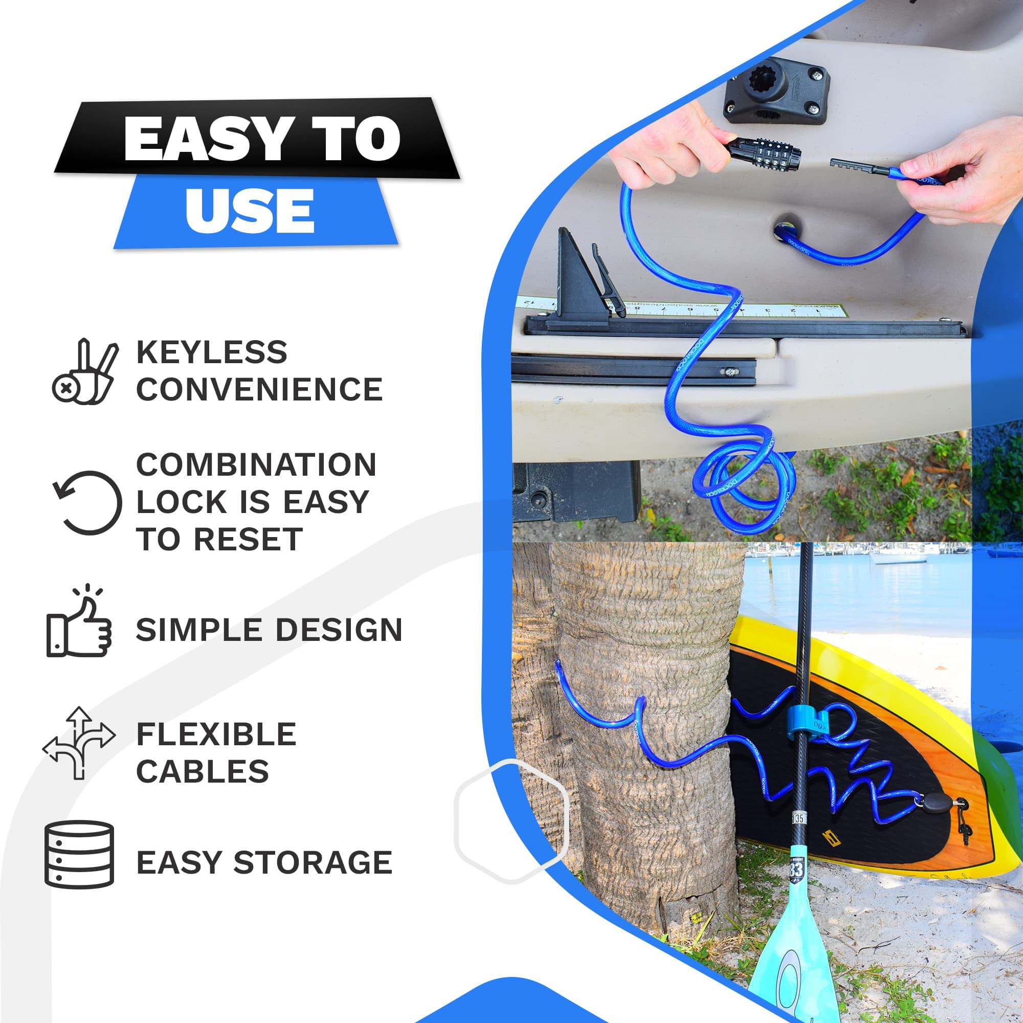 DocksLocks 15ft Anti-Theft Weatherproof Coiled Security Cable with Resettable Combination Lock - Secure Laptops, Bikes & Outdoor Equipment | Heavy Duty Protection for Home, Office & Travel