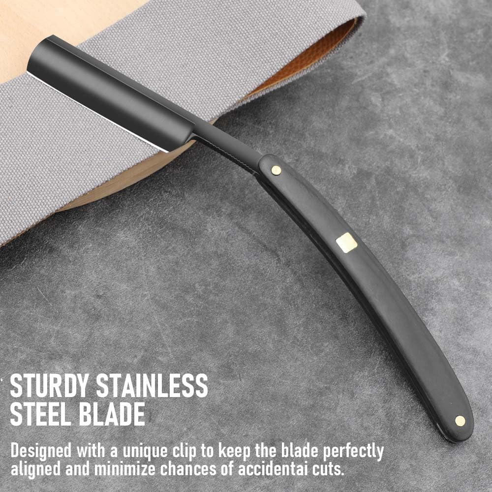 Premium Stainless Steel Straight Razor for Men - Professional Barber Shaving Kit with Leather Strop | Durable Home & Salon Grooming Tool for Smooth Shaving Experience (NO.189) | Perfect for Daily Shaving, Beard Trimming & Professional Barber Services