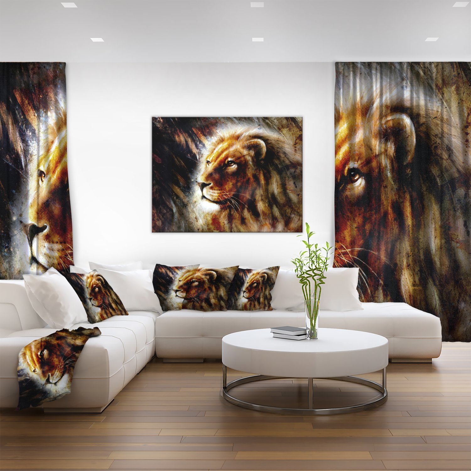 Majestically Peaceful Lion Animal Art Painting - Handmade Canvas Wall Decor for Living Room, Bedroom & Office - Perfect Wildlife Home Decor Gift