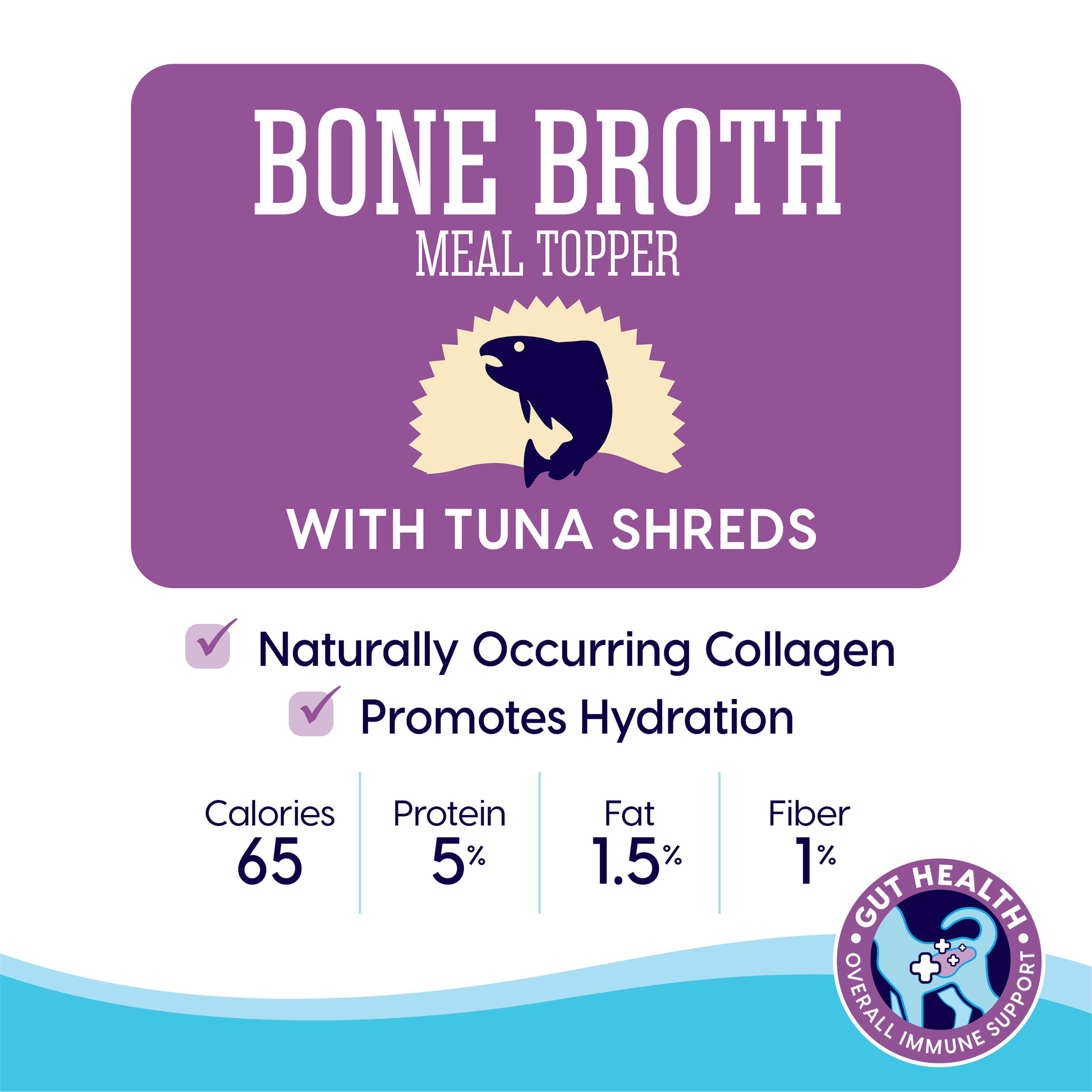 Premium Solid Gold Bone Broth Cat Food Topper - High-Protein Lickable Wet Food with Real Tuna Shreds for Hydration & Nutrition - Easy-Serve Gravy Broth for Picky Eaters - 12 Pack - Perfect for Senior Cats, Kittens & Mealtime Enrichment