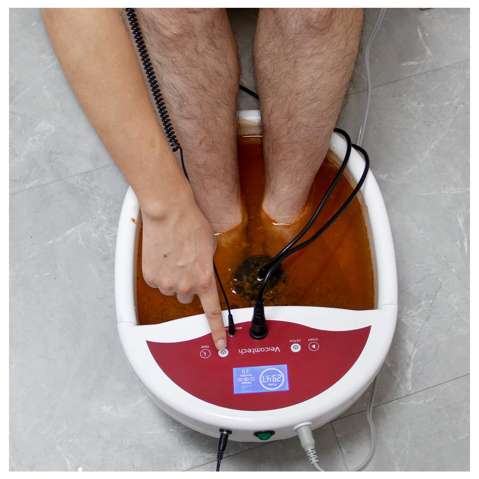 Ionic Foot Bath Detox Machine - Home Foot Spa Kit with 10 Ginger Tablets, 2 Arrays & FIR Belt for Relaxation, Detoxification & Pain Relief - Perfect for Home Salon, Spa & Self-Care Routine