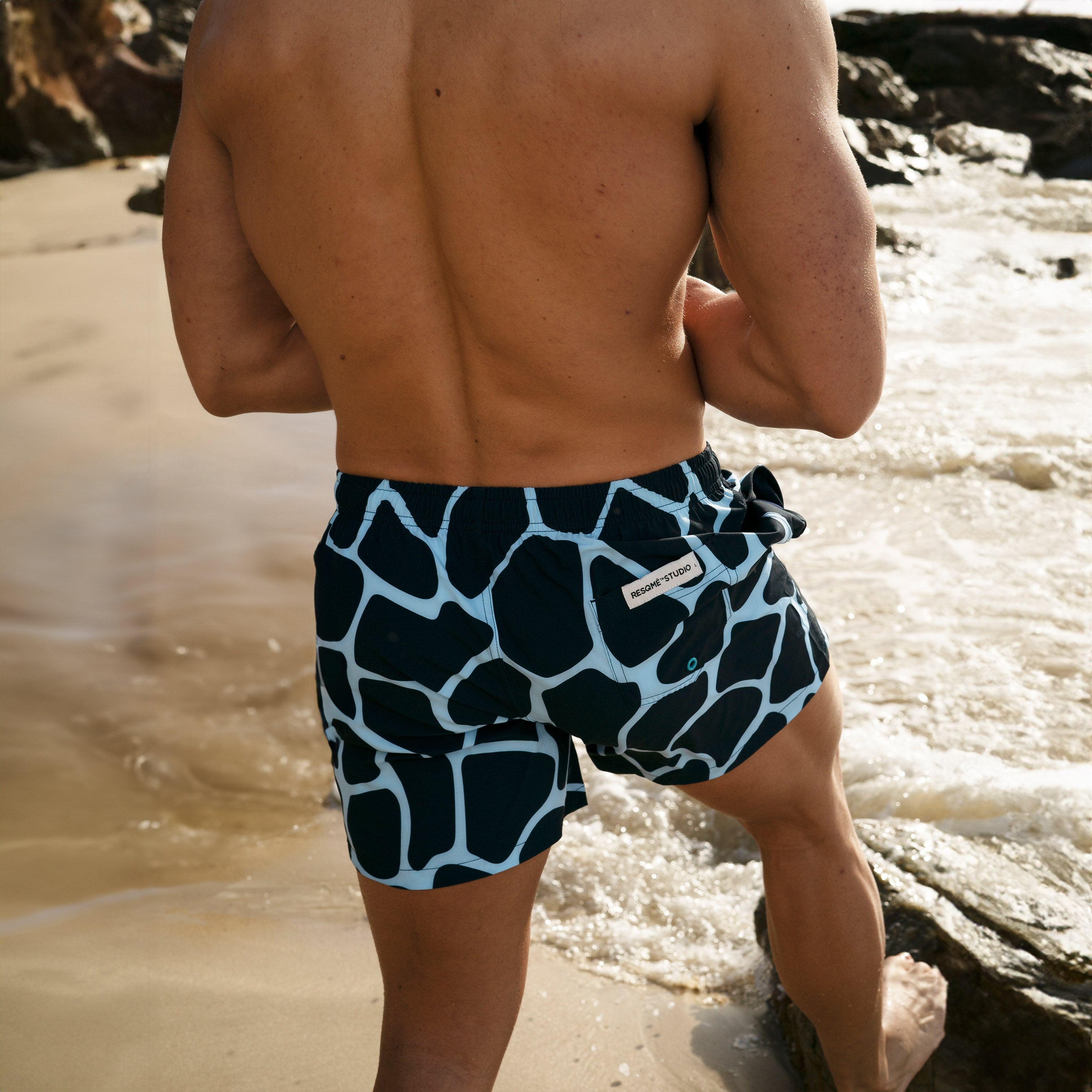 Men's Quick-Dry Swim Shorts with Giraffe Print - Lightweight & Comfortable for Beach, Pool, and Summer Vacations