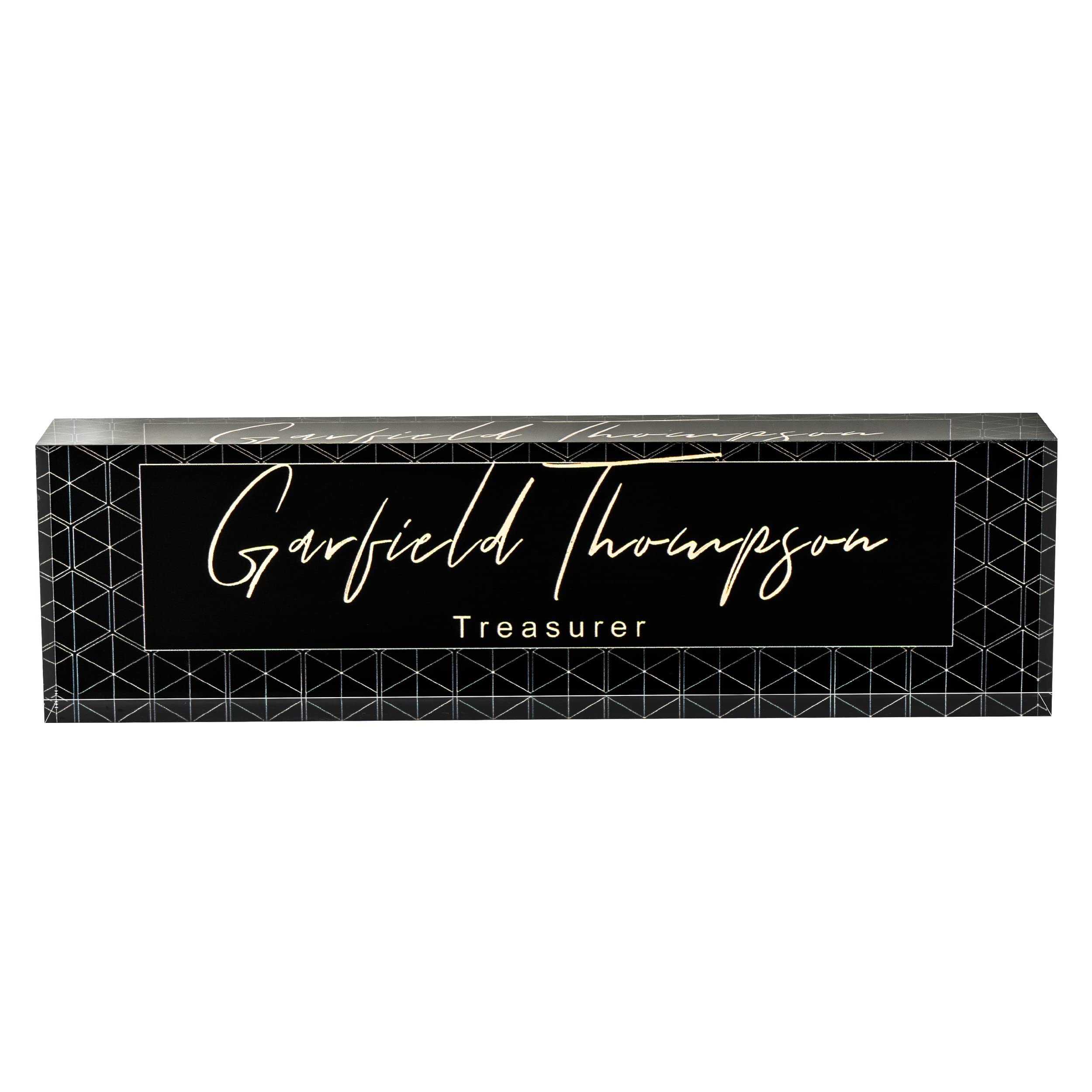Custom Acrylic Desk Name Plate - Personalized Office Name Sign for Boss, Executive, Manager, Teacher - Black Triangle Desk Plaque - Perfect for Birthday, Christmas Gifts & Office Décor - Ideal for Workspace Organization & Professional Presentation