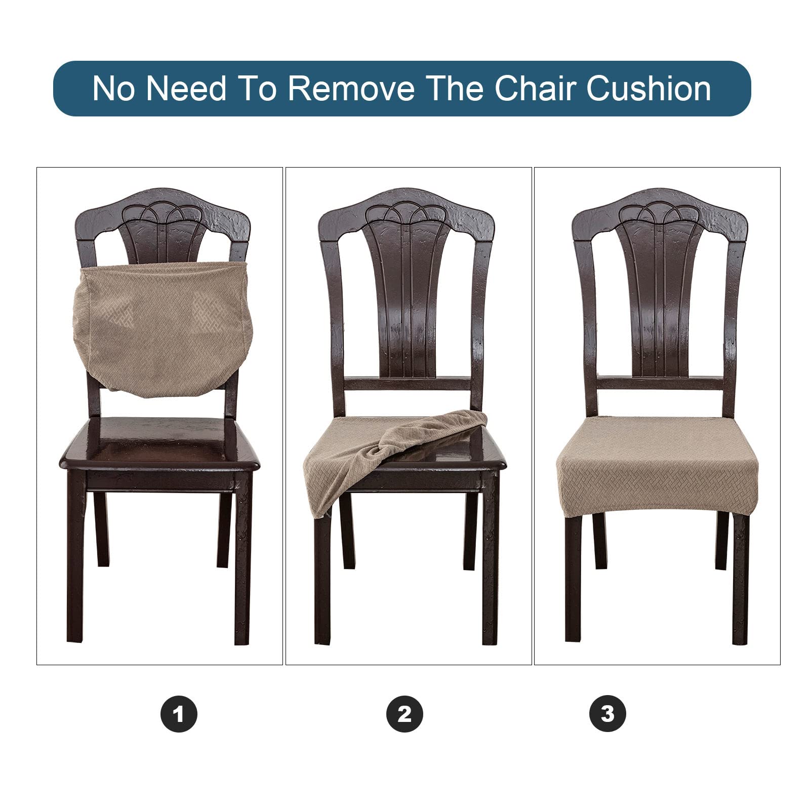 Waterproof Dining Chair Covers 4-Pack - Beige for Home & Restaurant Use