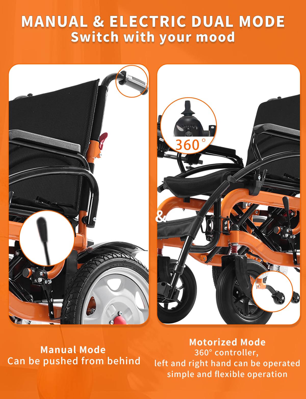 Foldable Heavy Duty Electric Wheelchair for Adults - 20