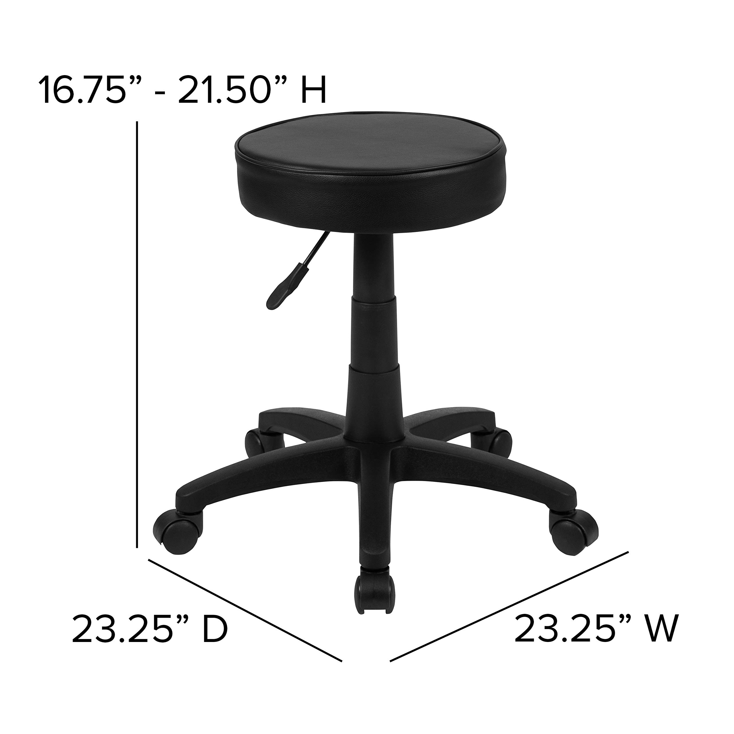 Black Adjustable Rolling Doctor Stool with Ergonomic Molded Seat - Perfect for Medical Offices, Dental Clinics & Home Workstations