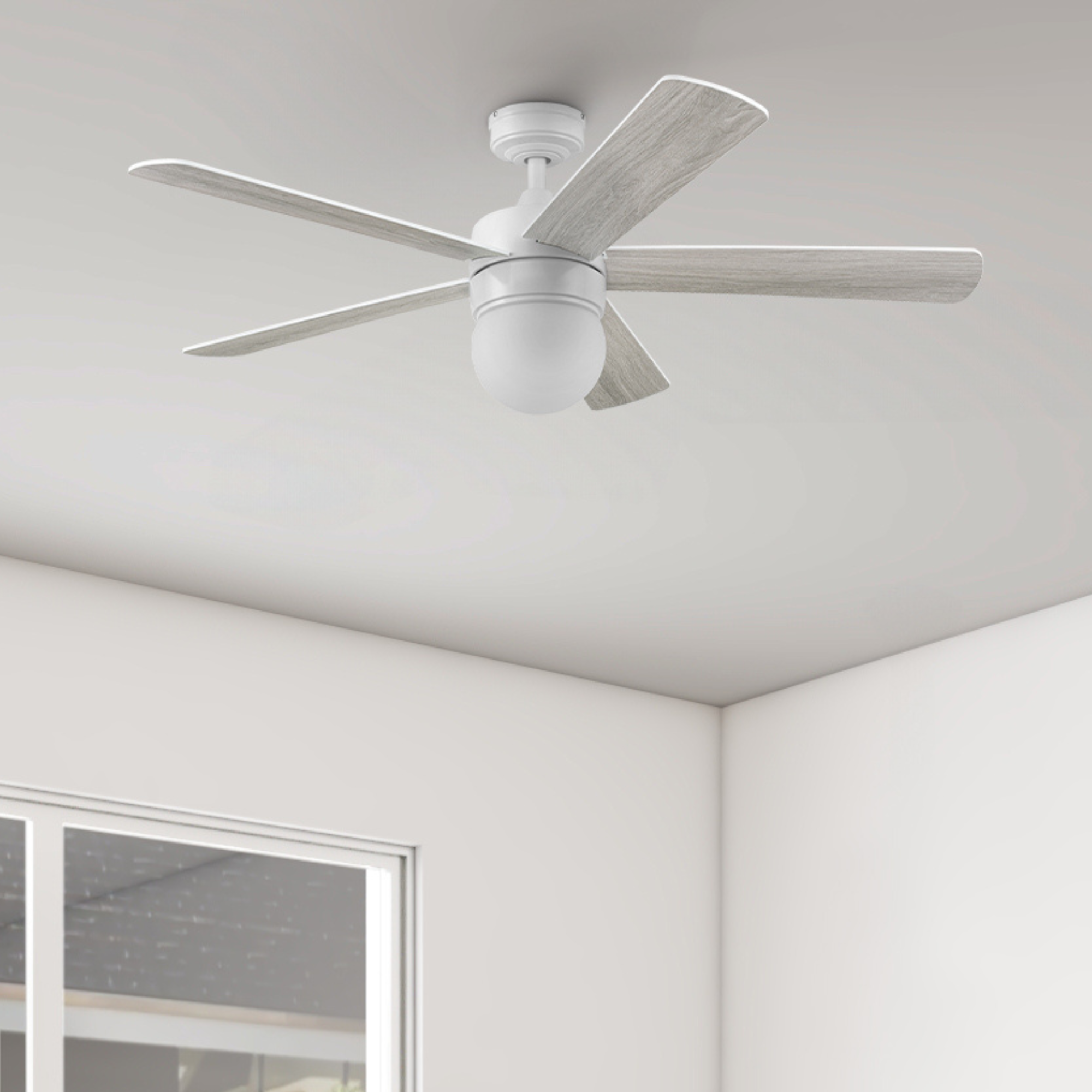 52 Inch Ardrey Kell White Remote Control Ceiling Fan with Light Kit - Quiet Reversible Motor for Bedroom, Living Room, and Office