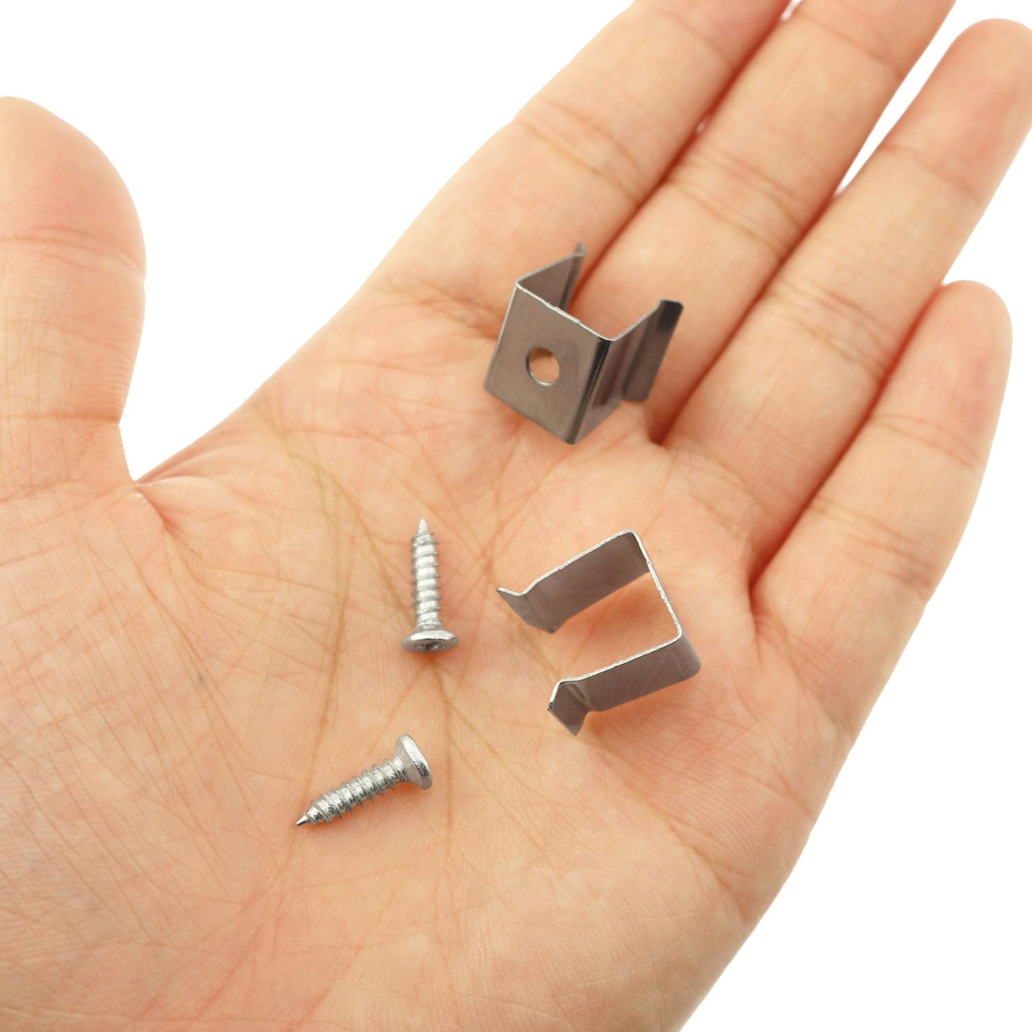 60PCS Stainless Steel LED Light Strip Mounting Clips with Screws - Heavy Duty Fixing Brackets for Rope Lights, Cabinet Lights, Line Lights - Perfect for Home, Garden, Path, Store & Office Lighting Installation