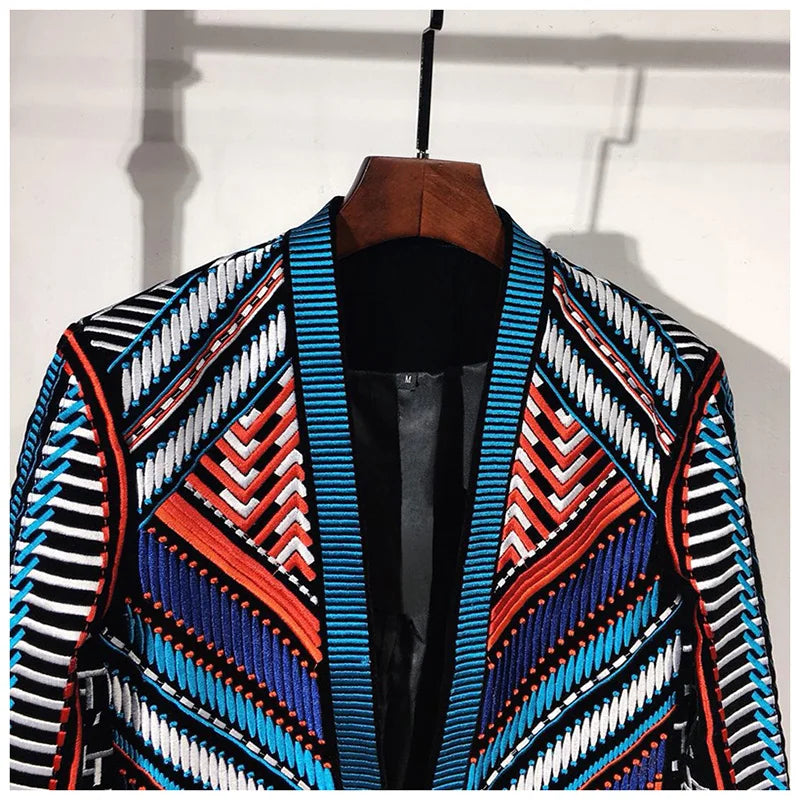Men's Stylish Party Jacket - Embroidered Tuxedo Blazer with Tribal Design | Perfect for Weddings, Prom & Formal Events