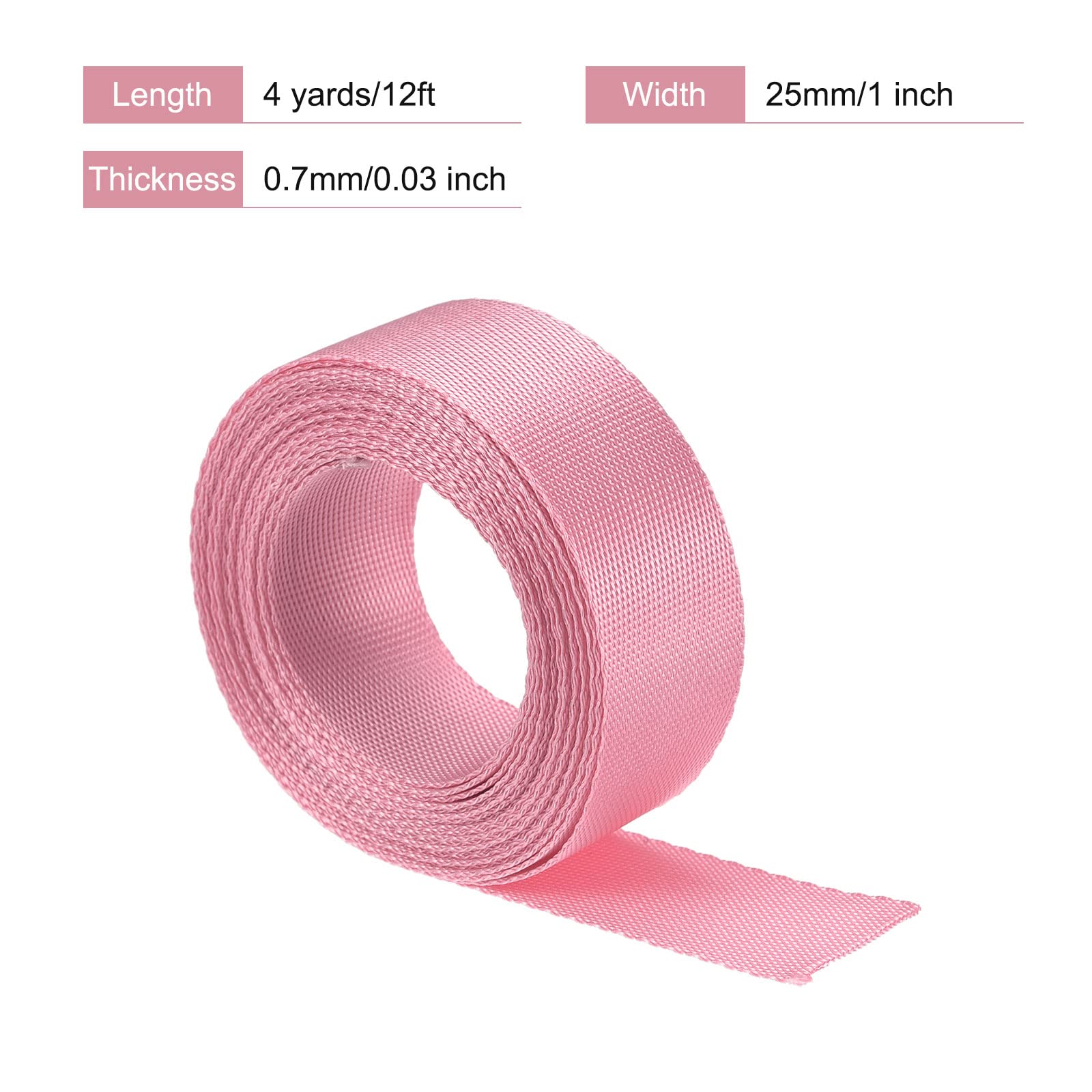 **MECCANIXITY 1 Inch Flat Nylon Webbing Strap - 4 Yards Pink - Heavy Duty Backpack Straps, Cargo Straps, Luggage Rack Straps - Perfect for Outdoor Gear, Travel Accessories & DIY Projects**