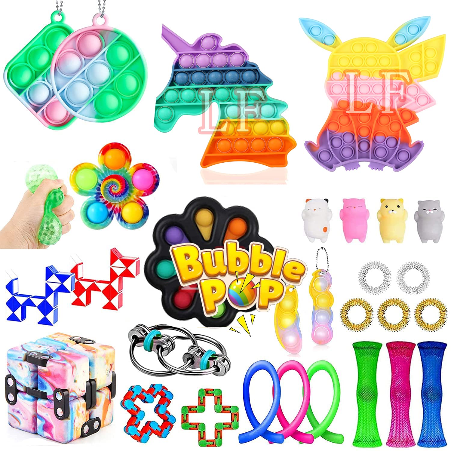 Sunloudy Fidget Packs - 24-Piece Sensory Fidget Toy Set for Kids & Adults | Stress Relief & Anti-Anxiety Tools | Perfect for ADHD, Autism, Classroom & Office Use
