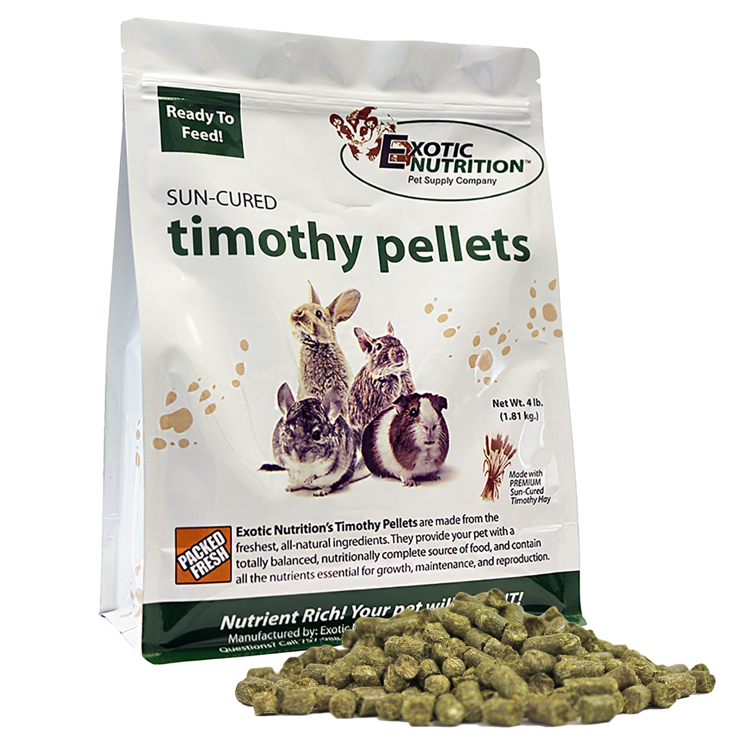 Timothy Pellets Rabbit & Guinea Pig Food - High Fiber, Nutrient-Rich Diet for Small Pets - Perfect for Daily Feeding & Digestive Health