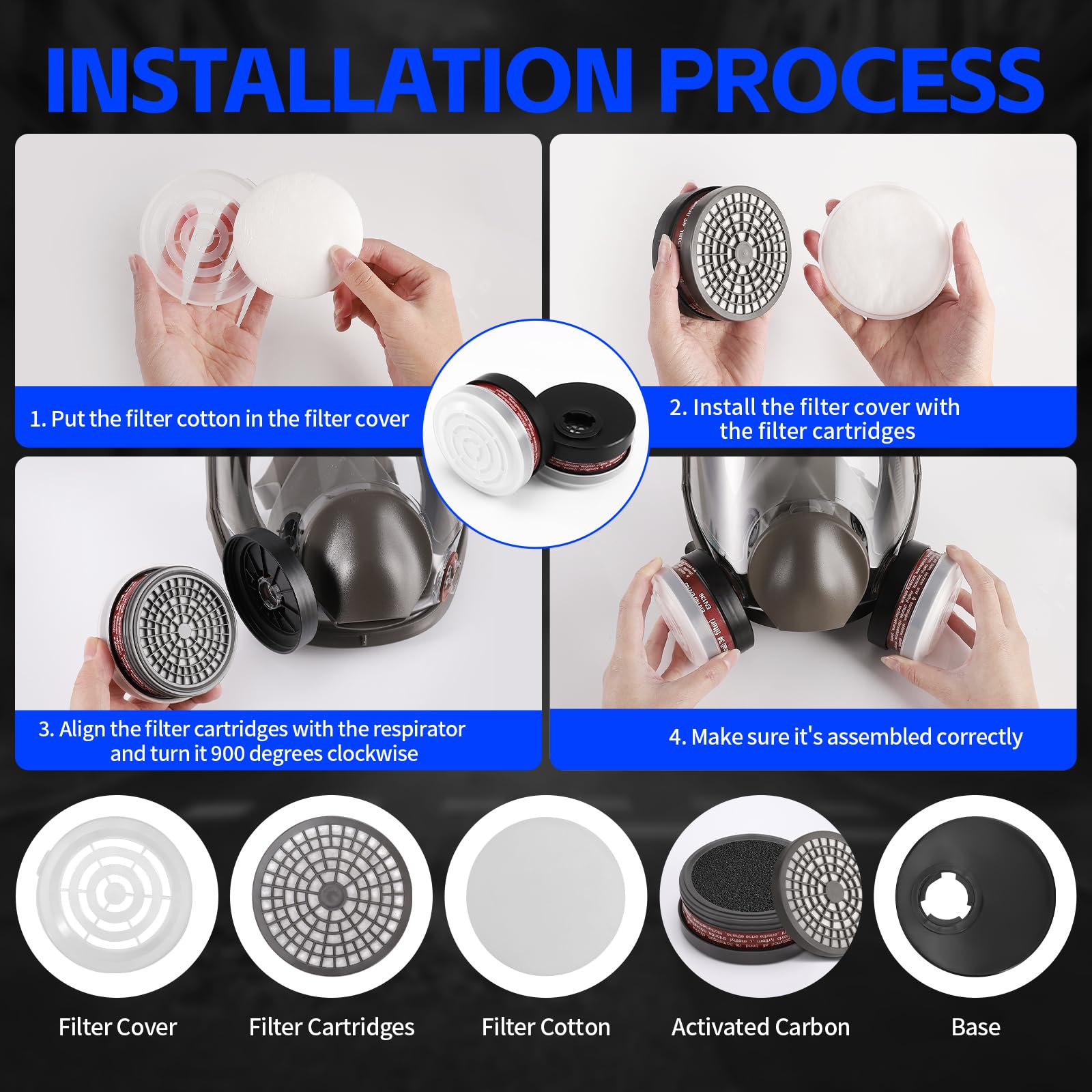 Full Face Gas Mask - Reusable Respirator for Nuclear & Chemical Survival | Emergency & Outdoor Use
