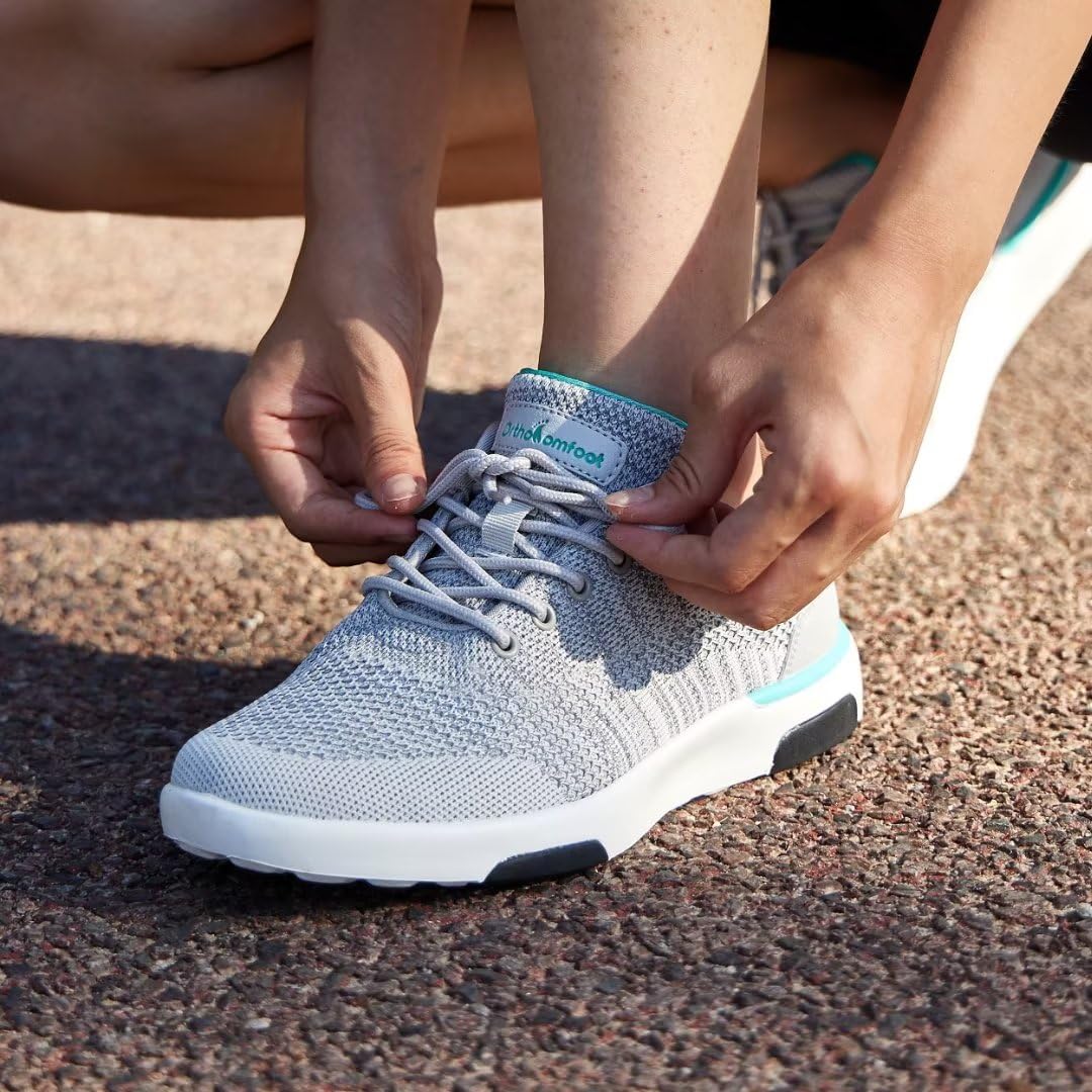 OrthoComfoot Women's Orthopedic Sneakers for Plantar Fasciitis Relief - Comfortable Arch Support Walking Shoes with Orthotic Insoles for Foot & Heel Pain - Fashionable Supportive Casual Sneakers for Work, Travel & Daily Walking