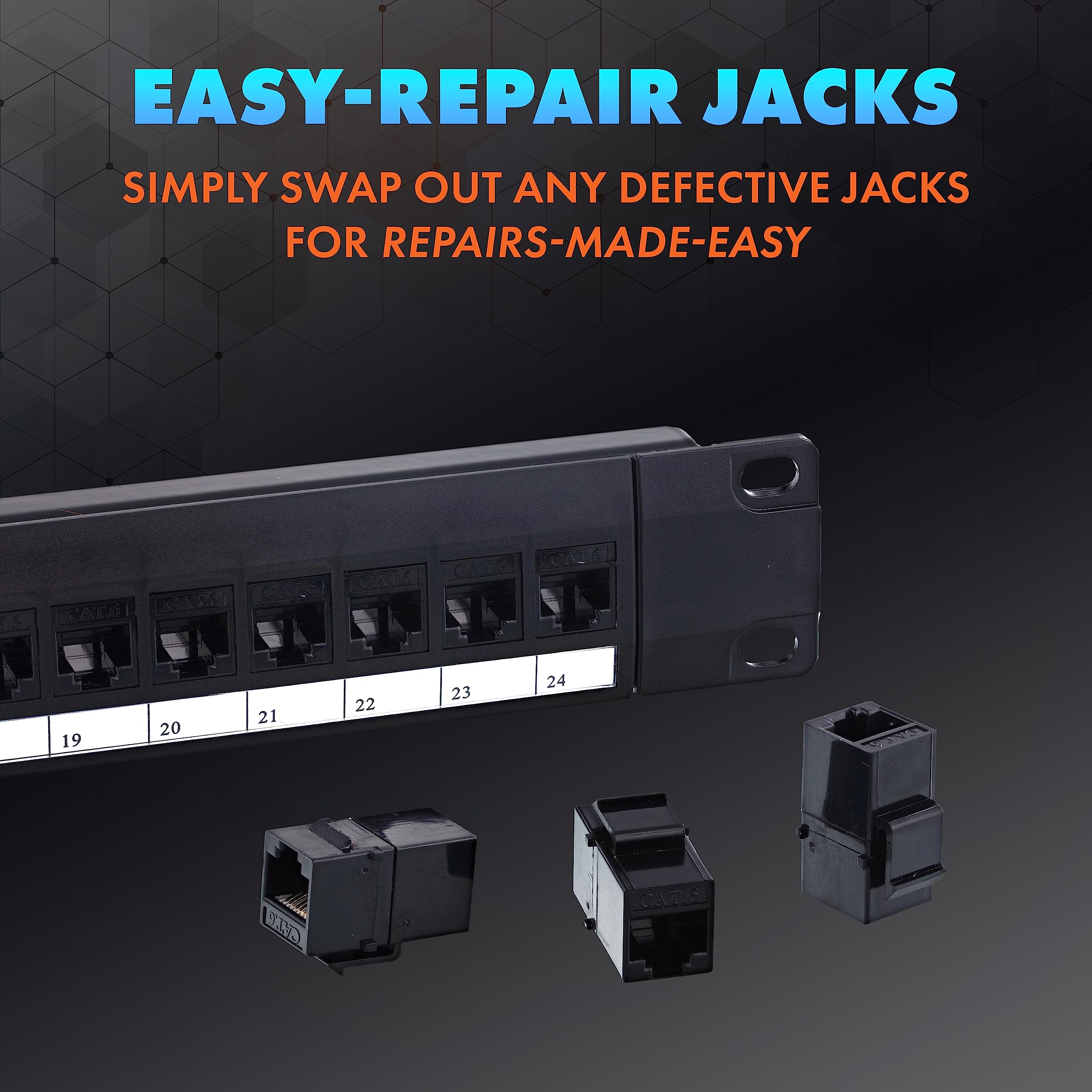 24 Port Cat6 Feed Through Distribution Panel - High-Speed Network Patch Panel for Server Racks & Data Centers - Ideal for Office Wiring, Home Networking, and IT Infrastructure Setup