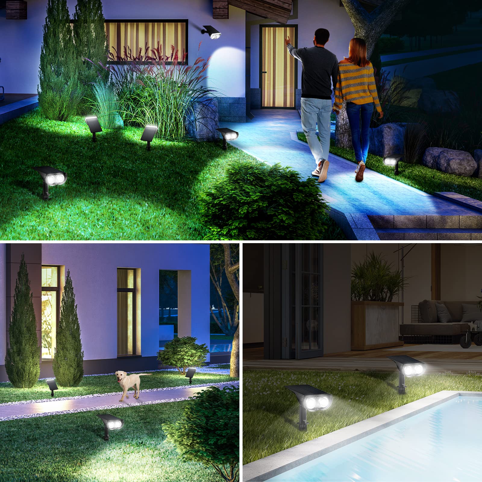 Linkind Solar Outdoor Lights - Waterproof IP67 2-in-1 Solar Spot Lights with 22 LEDs for Yard, Garden, Pathway & Landscape Lighting - 4 Pack Solar Powered Lights for Patio, Deck, Fence & Driveway Decoration