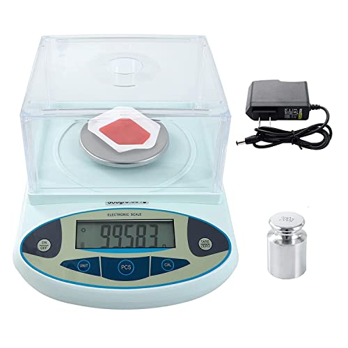 500g x 0.001g High Precision Digital Analytical Balance with Windshield - Lab Scale for Jewelry, Science & Research | Includes 200g Calibration Weights & 3-Year Warranty | Perfect for Laboratories, Pharmacies & Jewelry Stores