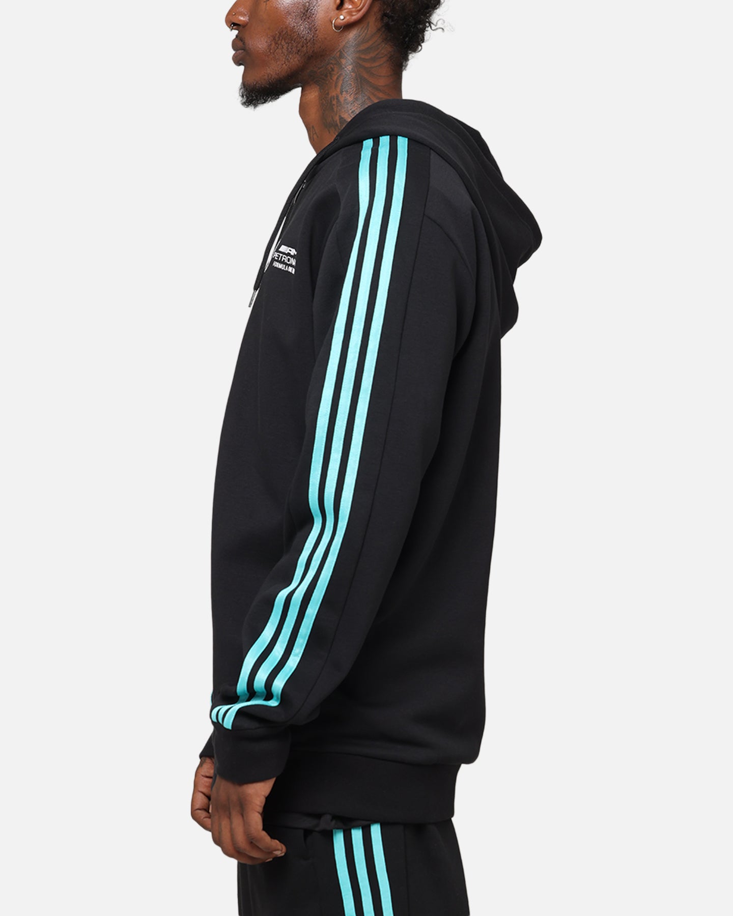 Adidas x Mercedes AMG Petronas Formula One F1 DNA Full Zip Hoodie Black/White - Men's Racing Jacket for Casual Wear & Motorsport Fans