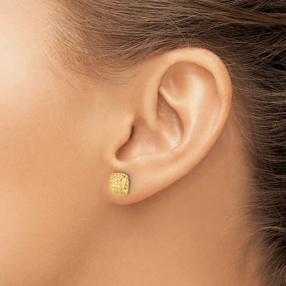 Gold Diamond Cut Square Post Earrings for Women - Elegant Cubic Zirconia Studs (Model YE2182) | Perfect for Weddings, Parties & Daily Wear