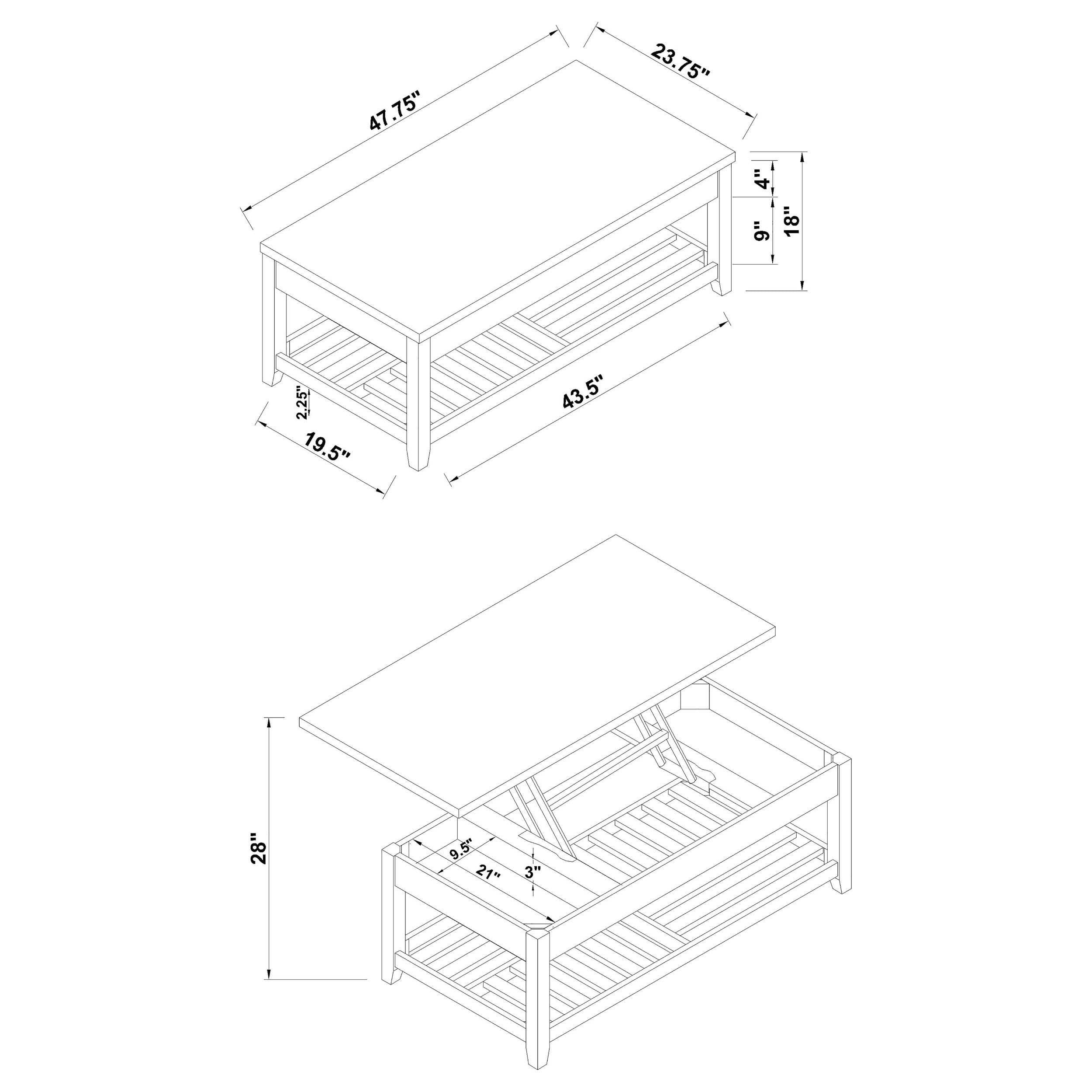 Coaster Furniture Lift Top Coffee Table with Storage - Grey, 18