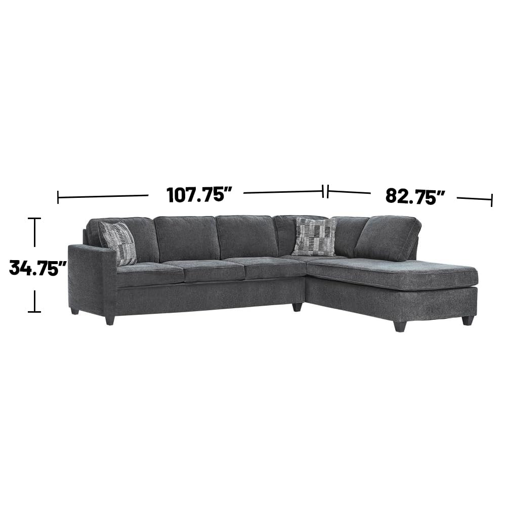 Coaster Furniture McCord 2-Piece Dark Grey Sectional Sofa with Cushion Back - Modern Living Room Set for Small Spaces & Apartments (Model 509347)
