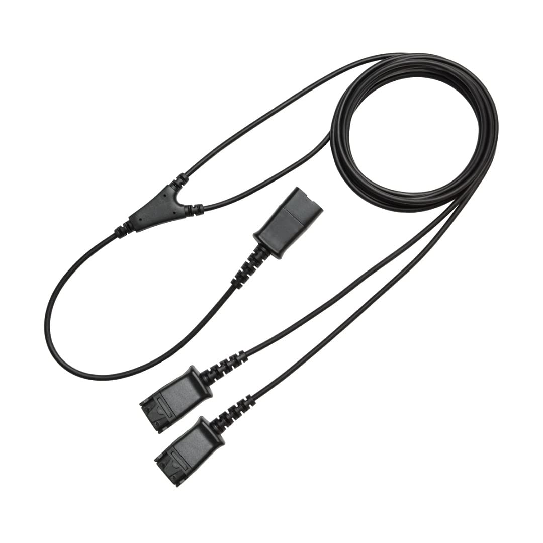 Plantronics QD Headset Y-Splitter Adapter - Dual 3.5mm Y-Cable Connector for Training & Call Center Headsets | Perfect for Team Coaching, Call Monitoring and Multi-Device Audio Sharing